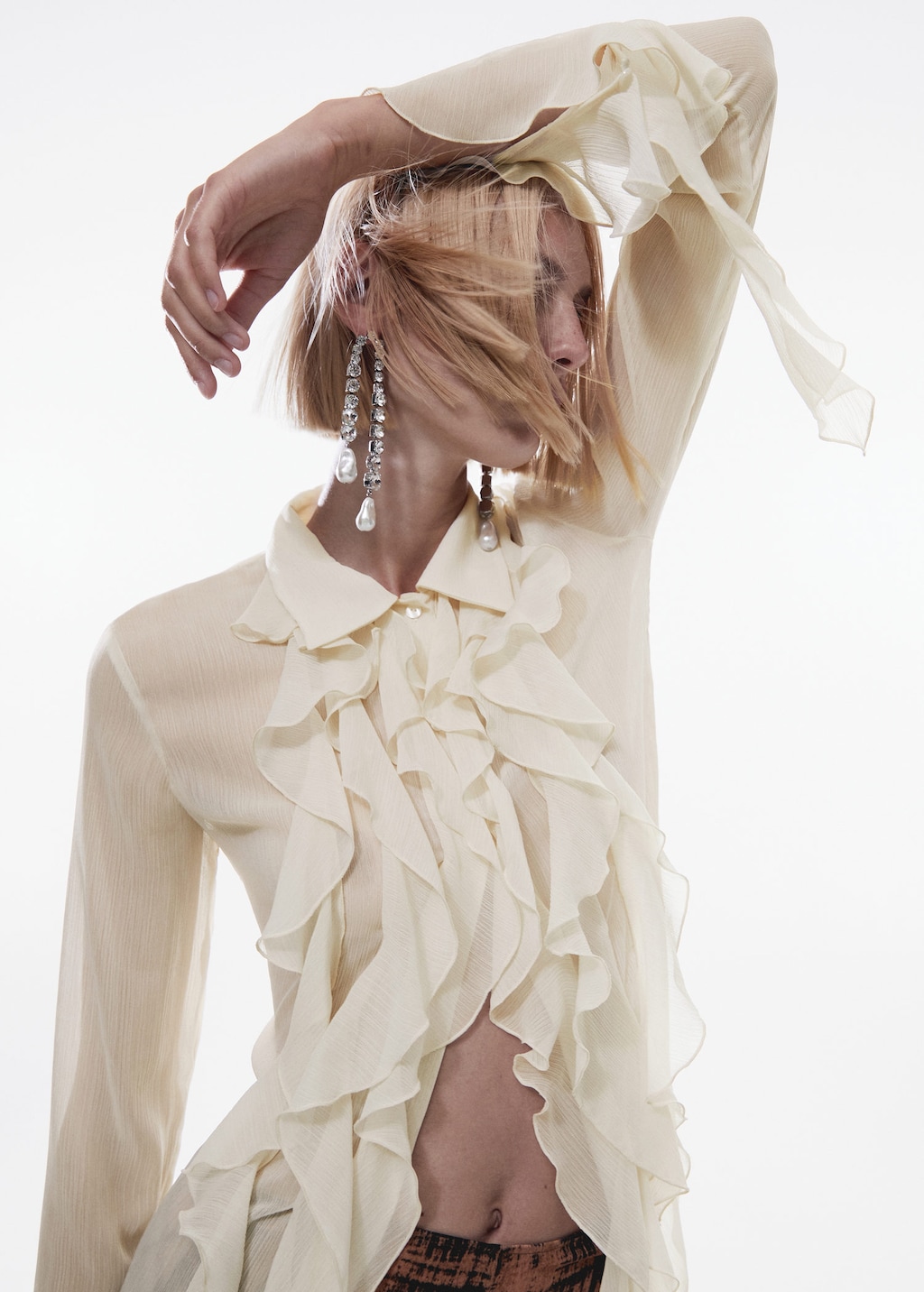 Ruffled chiffon shirt MANGO