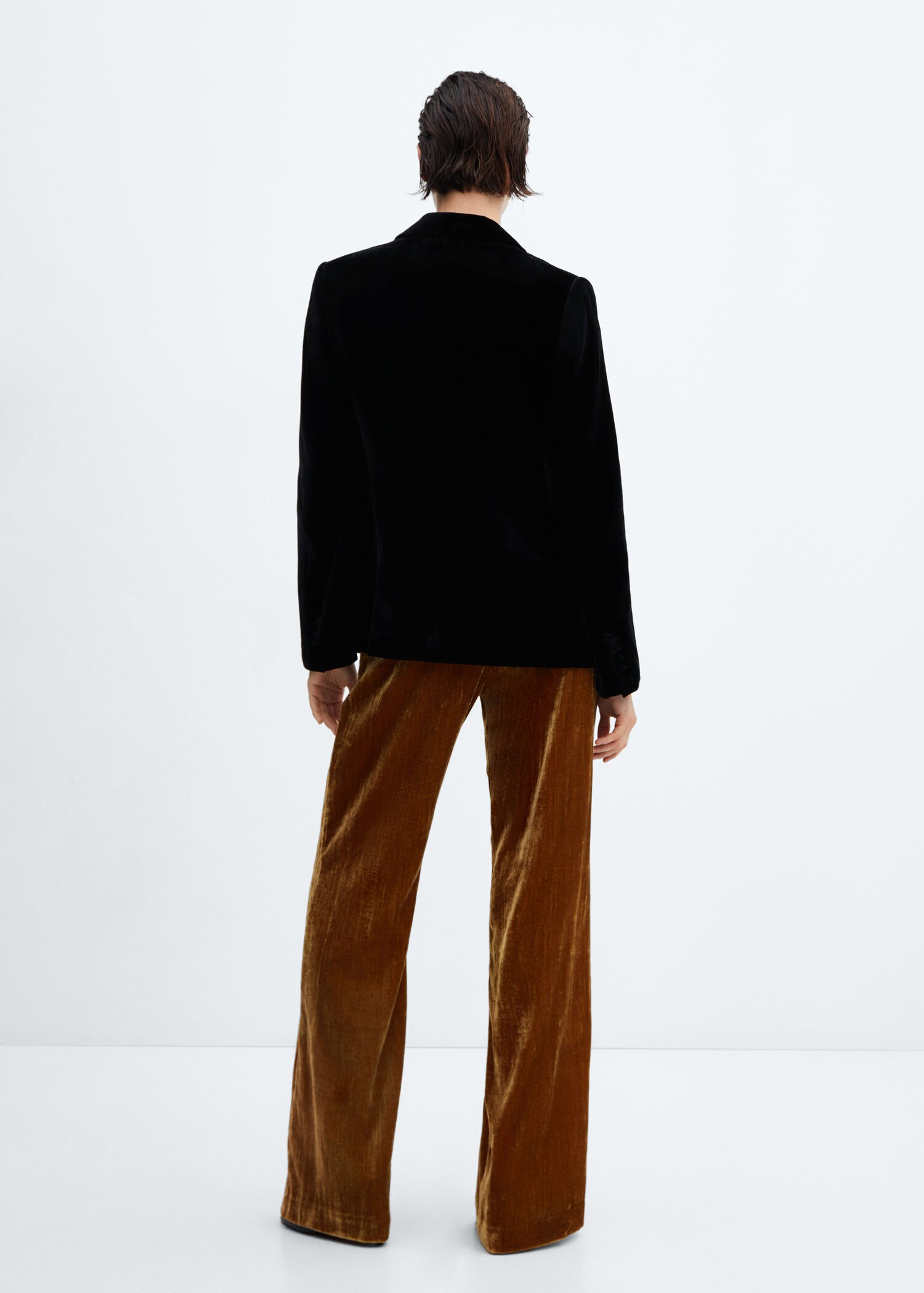 Velvet trousers with seam detail - Woman