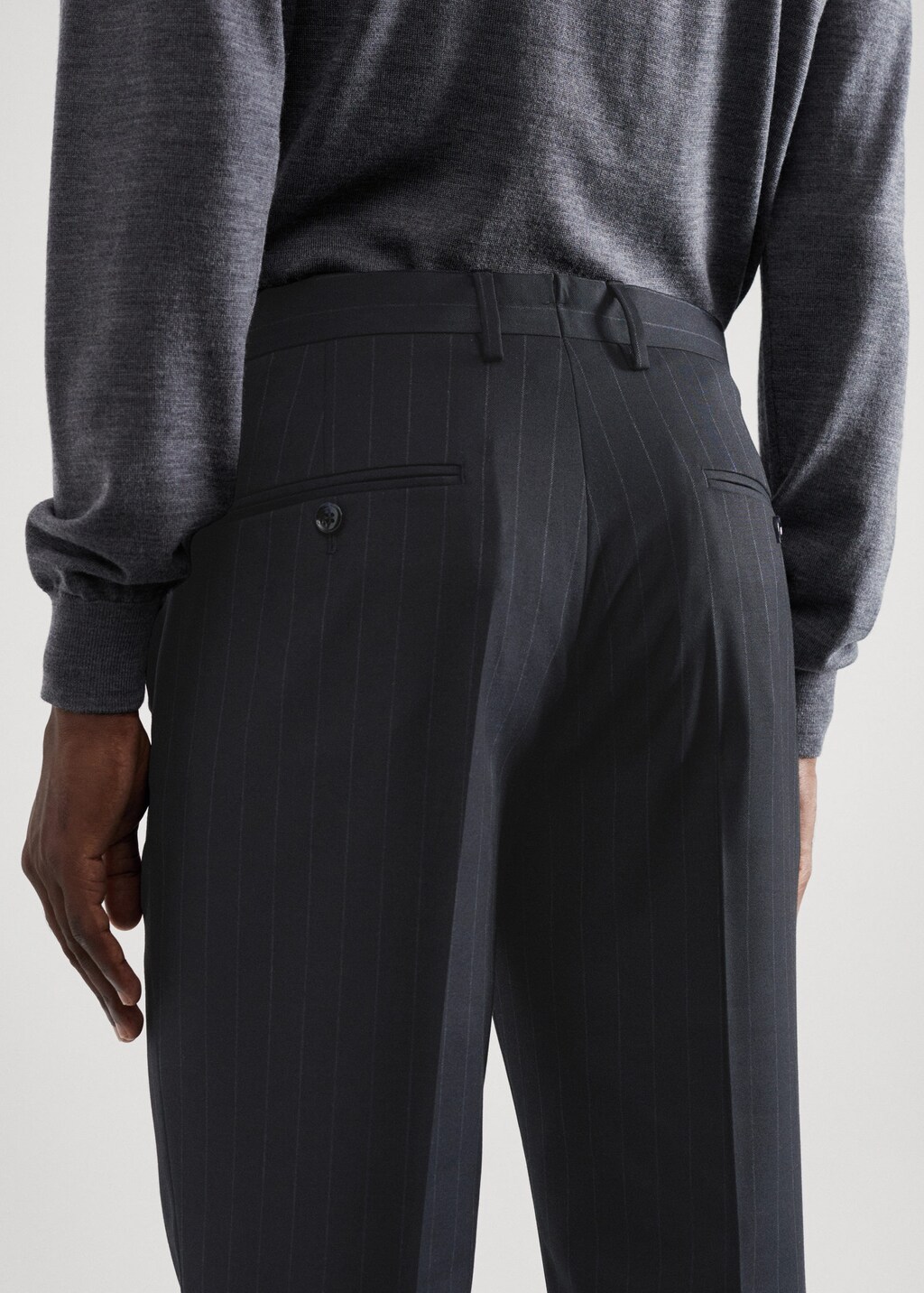 Stretch fabric slim fit suit trousers