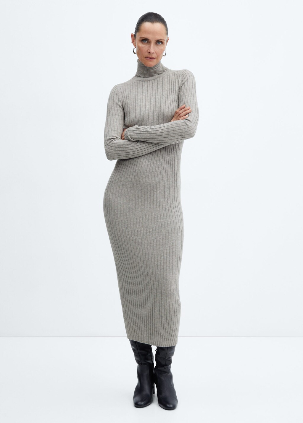Mango ribbed midi dress sales