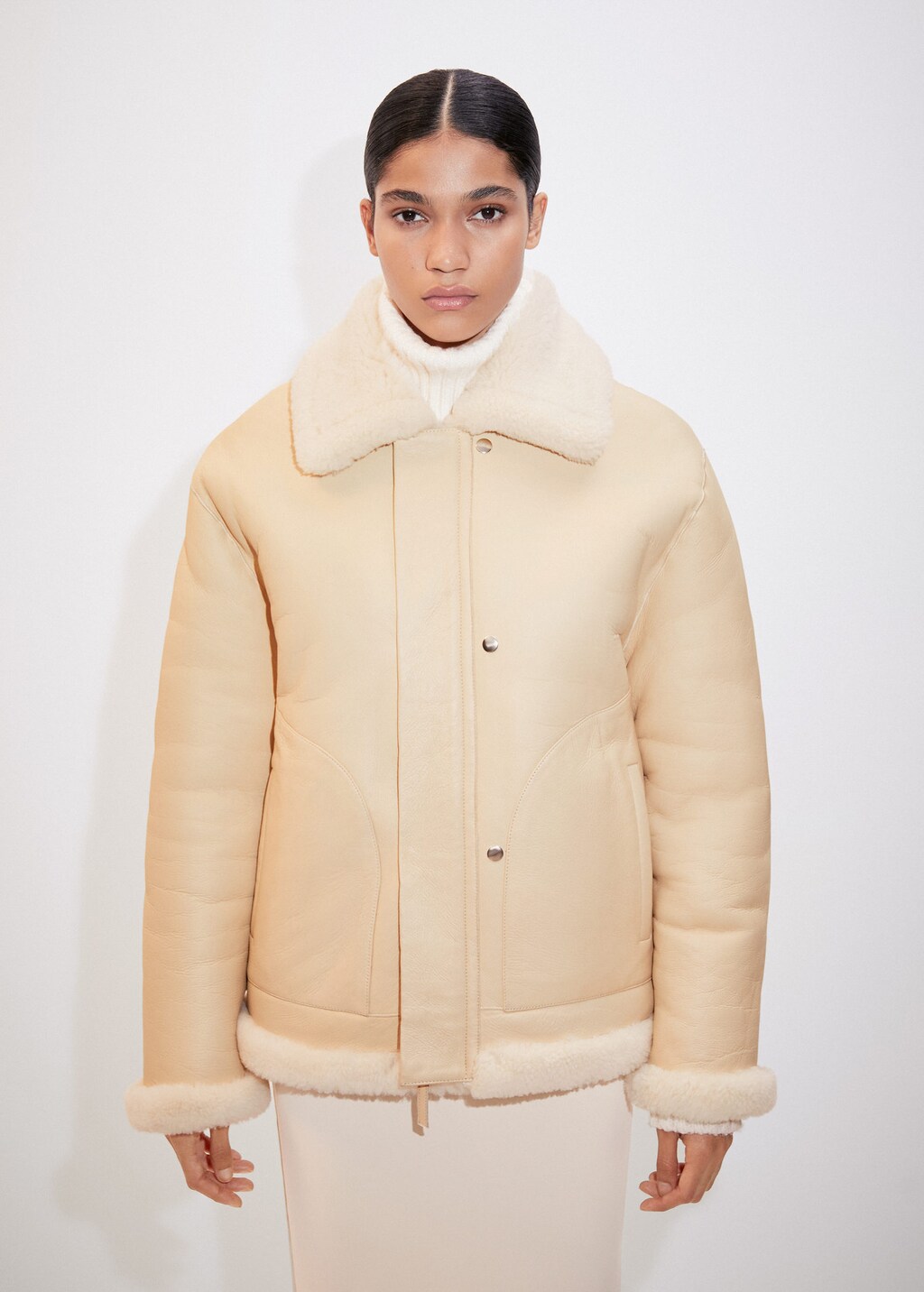 Manteau réversible fourrure cuir | MANGO