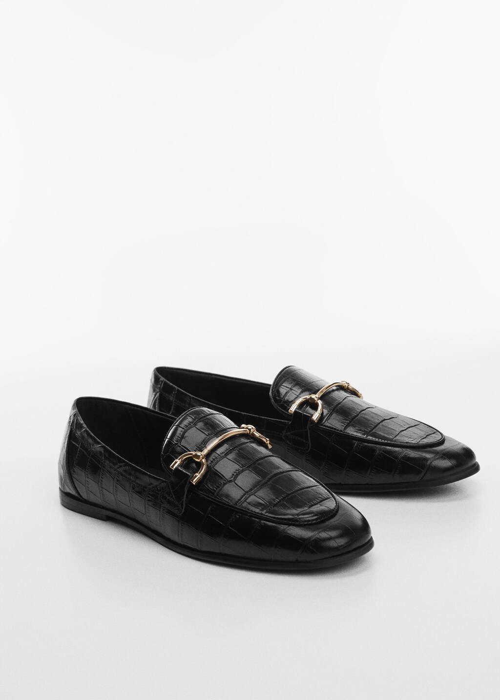 Leather moccasins with metallic detail Women MANGO Saudi Arabia