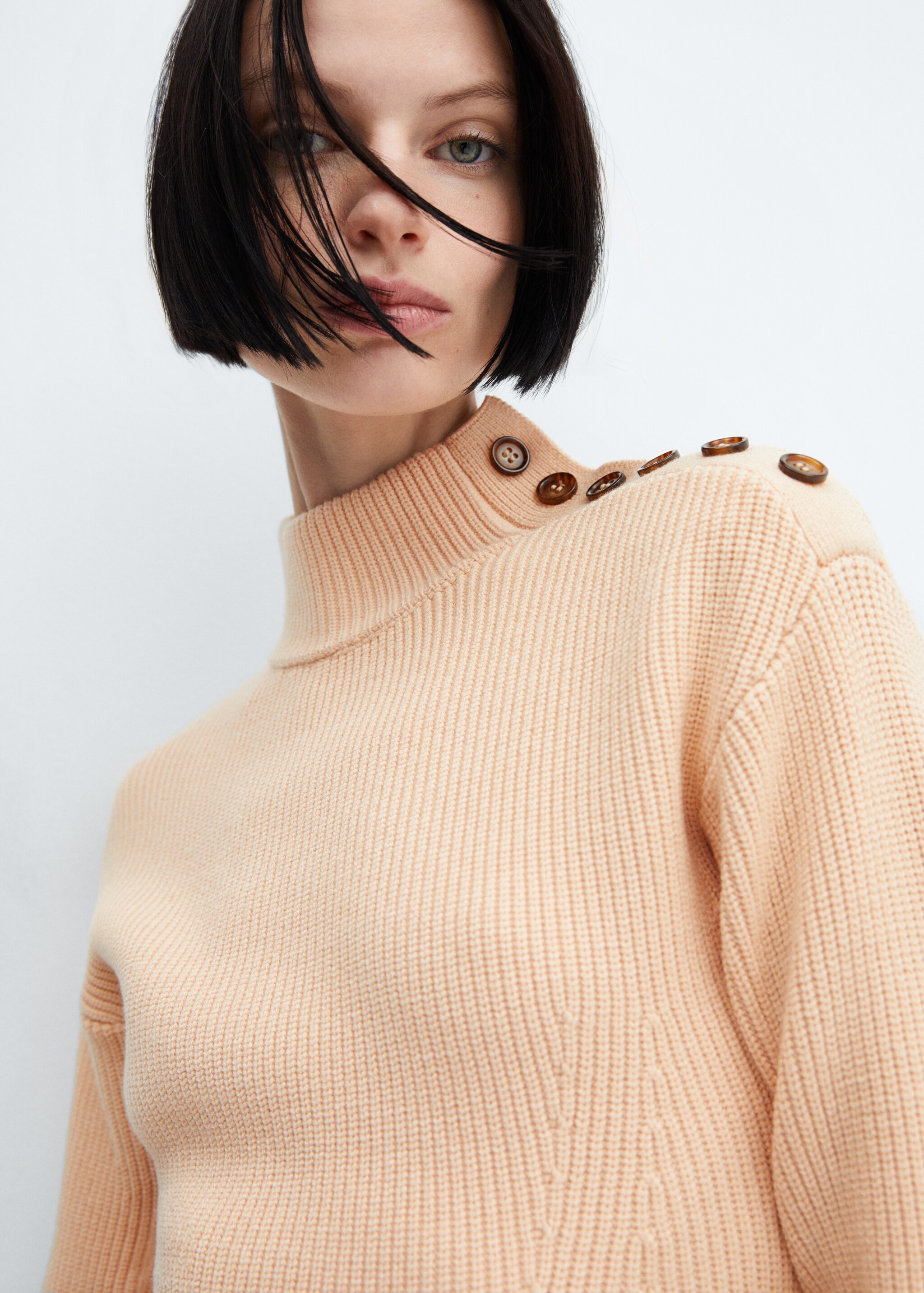 Shouder buttons ribbed sweater - Details of the article 2