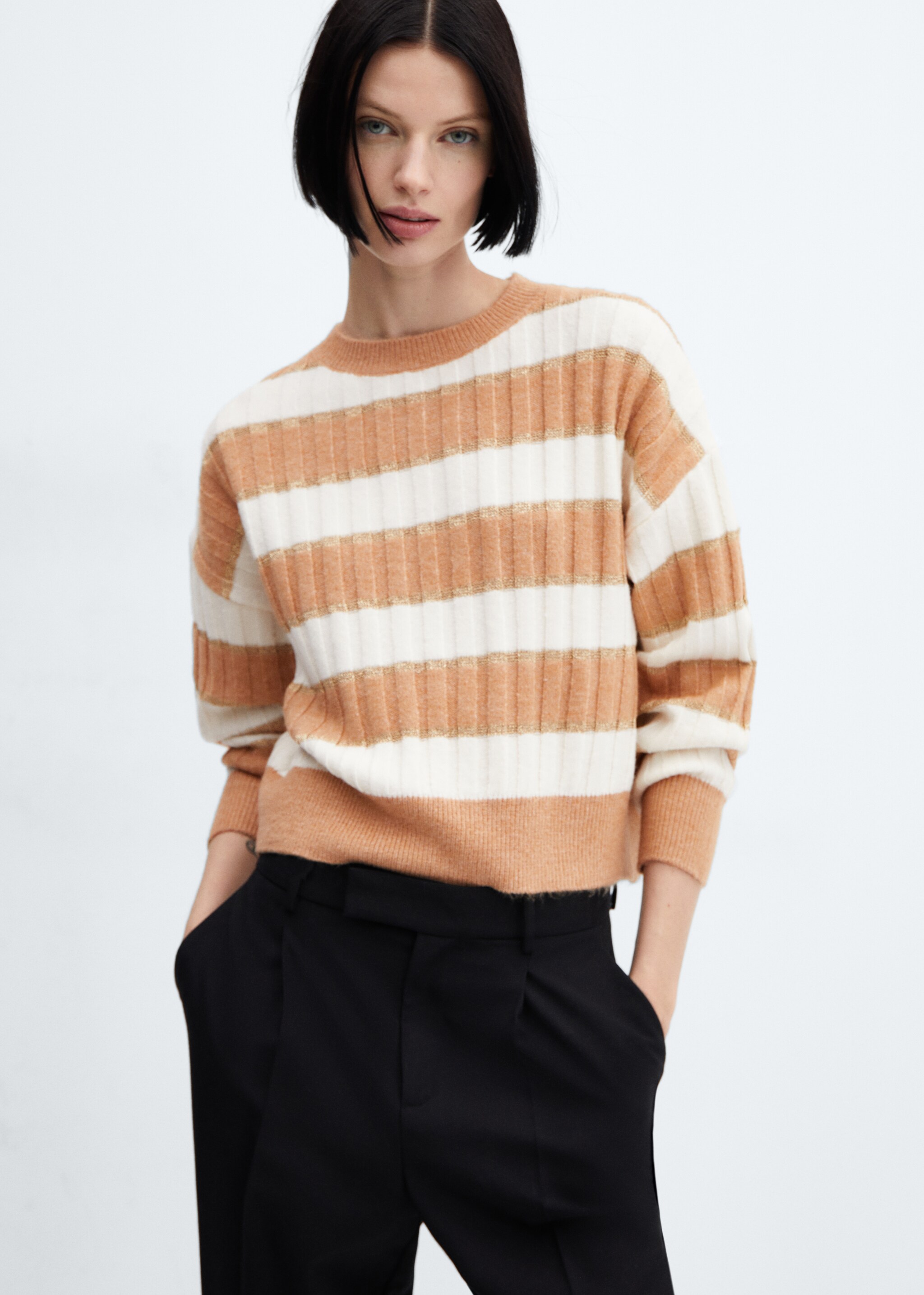 Lurex details striped sweater - Medium plane