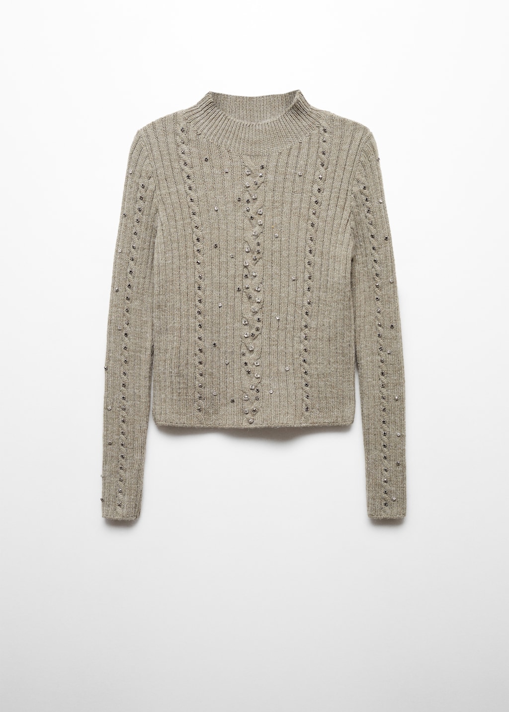 Mango Rhinestone detail ribbed sweater thumbnail