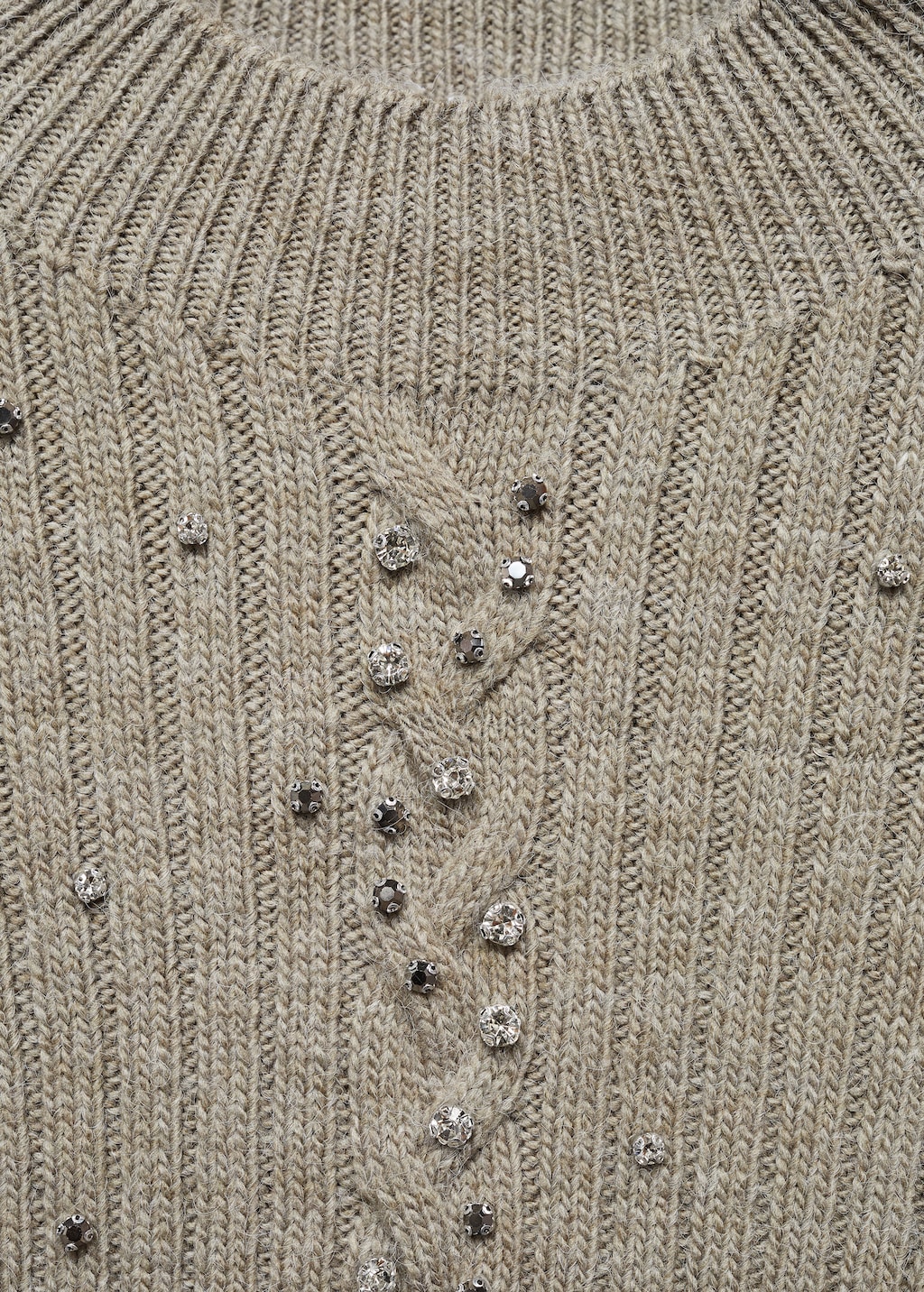 Mango Rhinestone detail ribbed sweater thumbnail