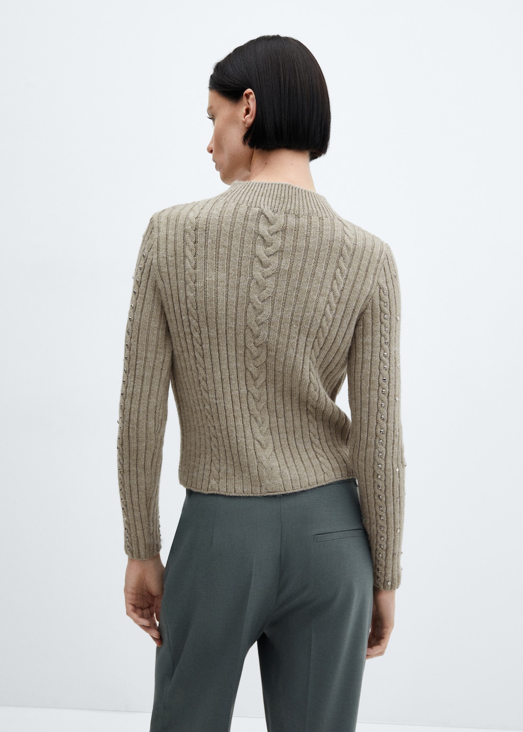 Mango Rhinestone detail ribbed sweater thumbnail
