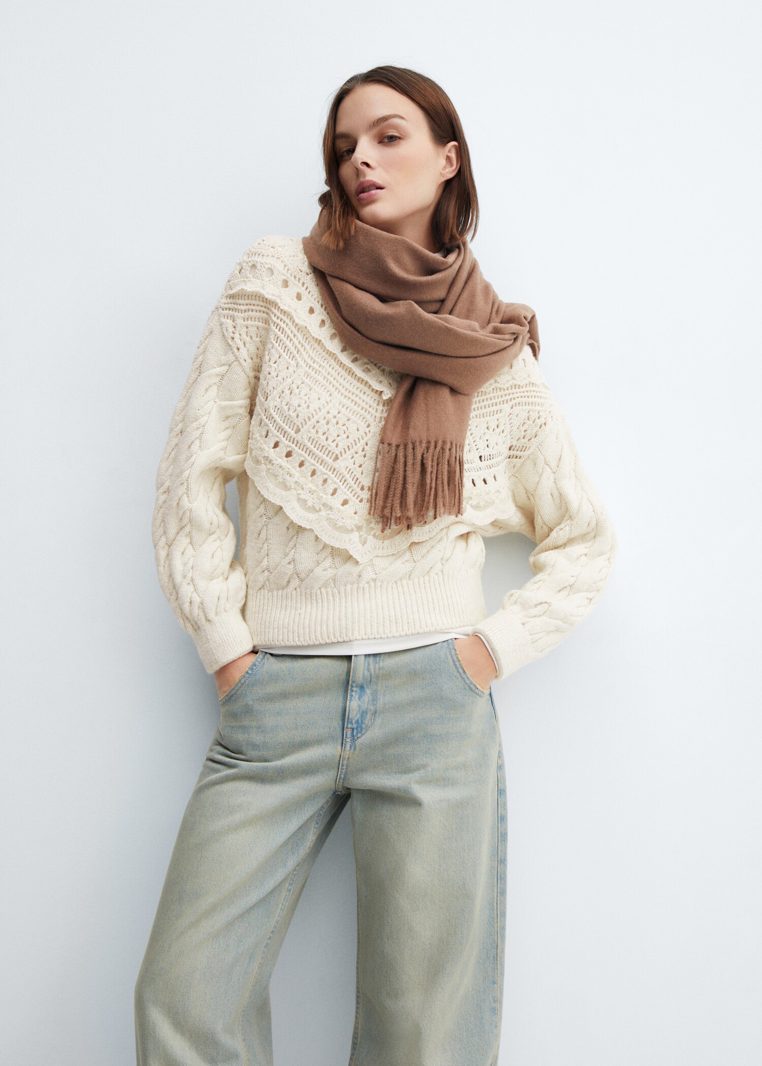 Knitted sweater with openwork details - Details of the article 6