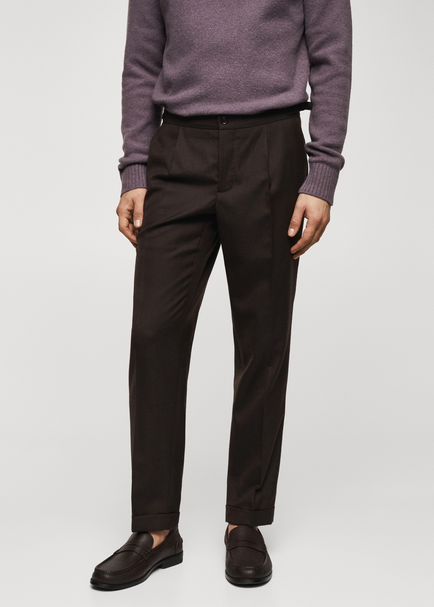 Pantalon laine pinces pattes de serrage Homme MANGO Nouvelle