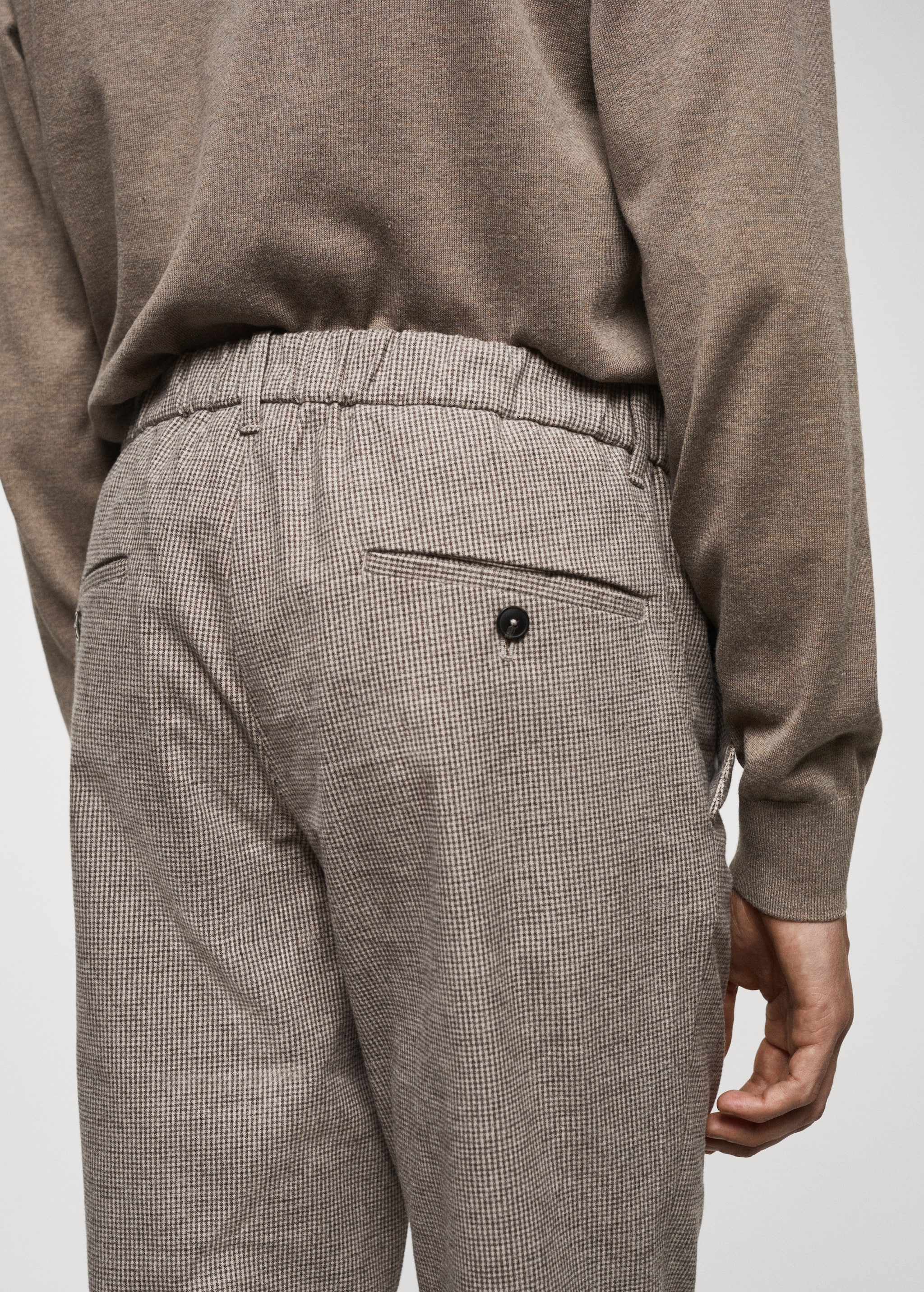 Slim-fit cotton micro-houndstooth slim-fit trousers - Details of the article 4