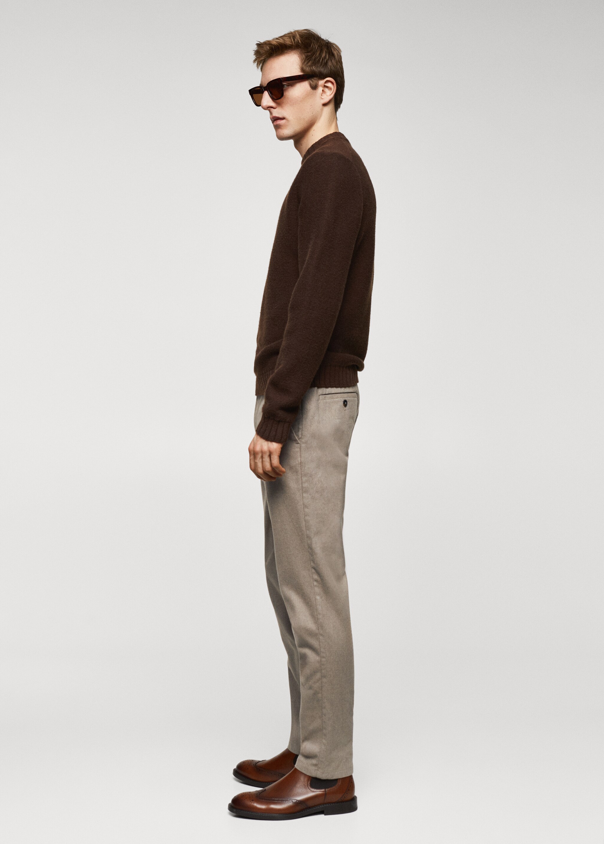 Slim fit structured cotton trousers - Details of the article 2
