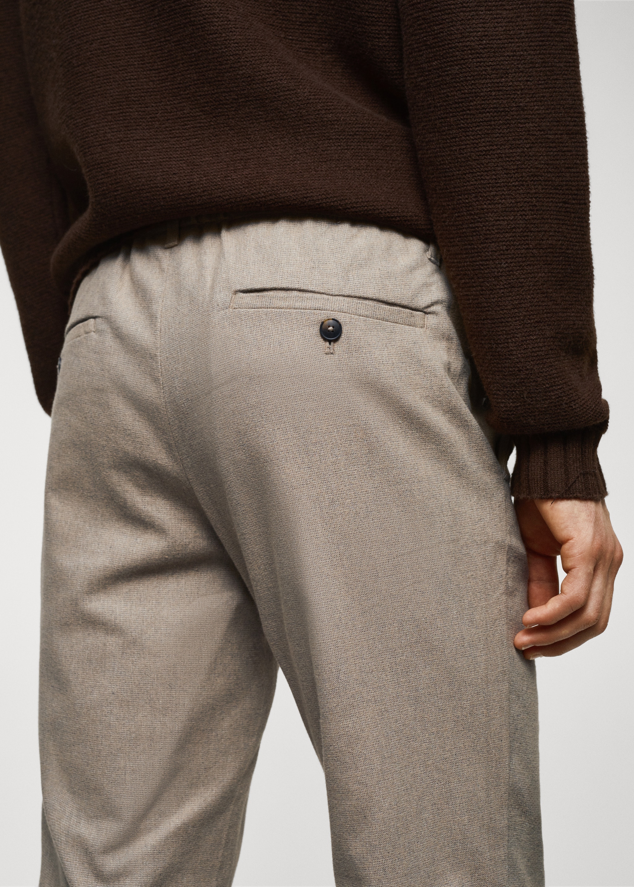 Slim fit structured cotton trousers - Details of the article 4