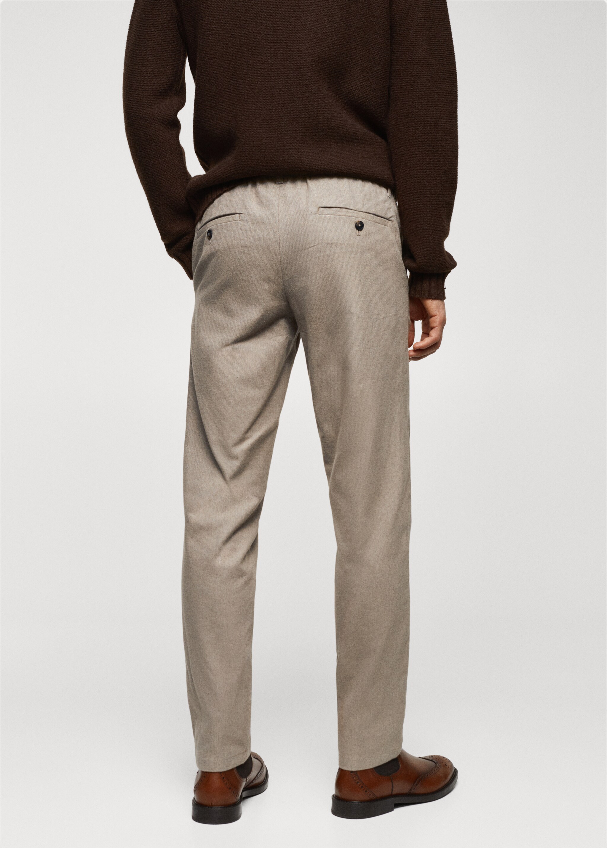 Slim fit structured cotton trousers - Reverse of the article
