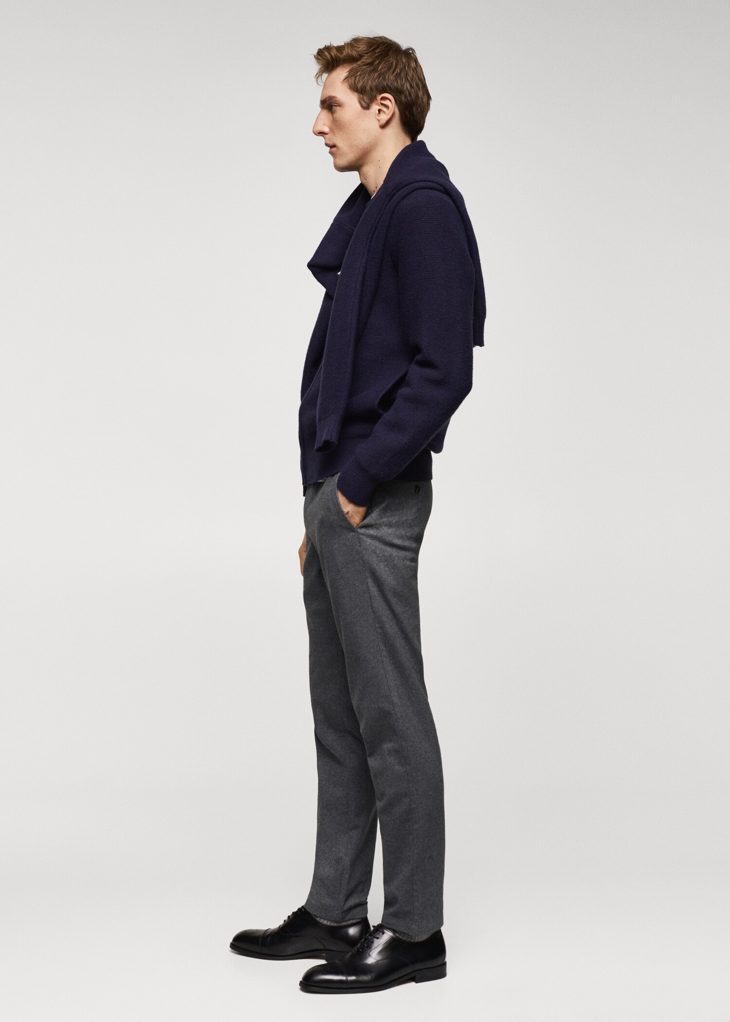 Slim fit structured cotton trousers - Details of the article 2