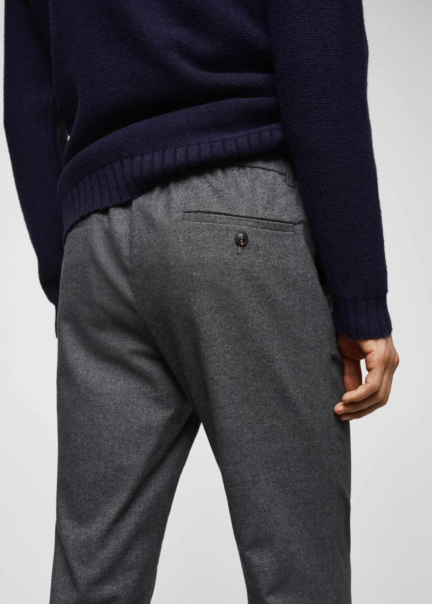 Slim fit structured cotton trousers - Details of the article 4