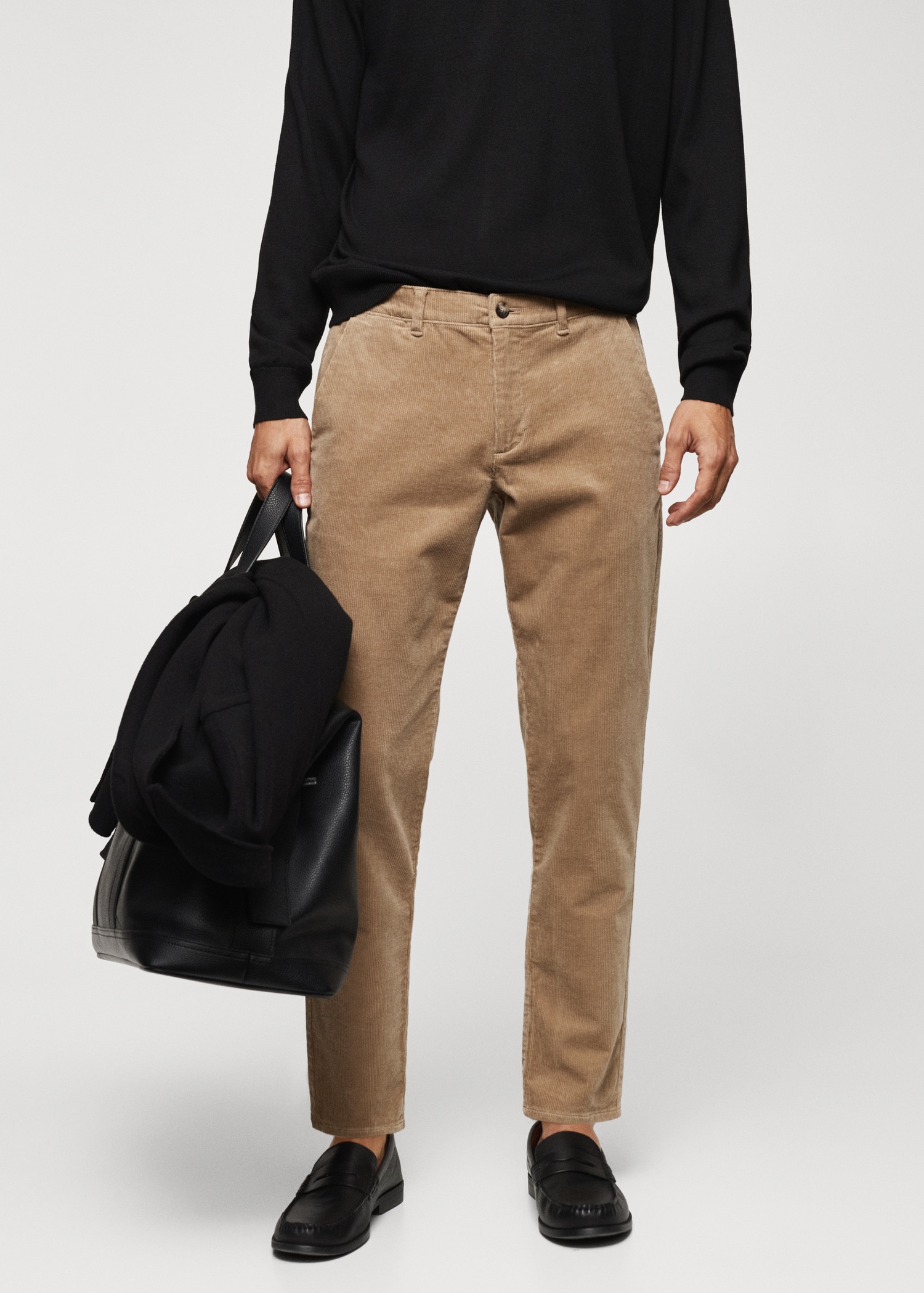 Corduroy slim-fit trousers with drawstring - Medium plane