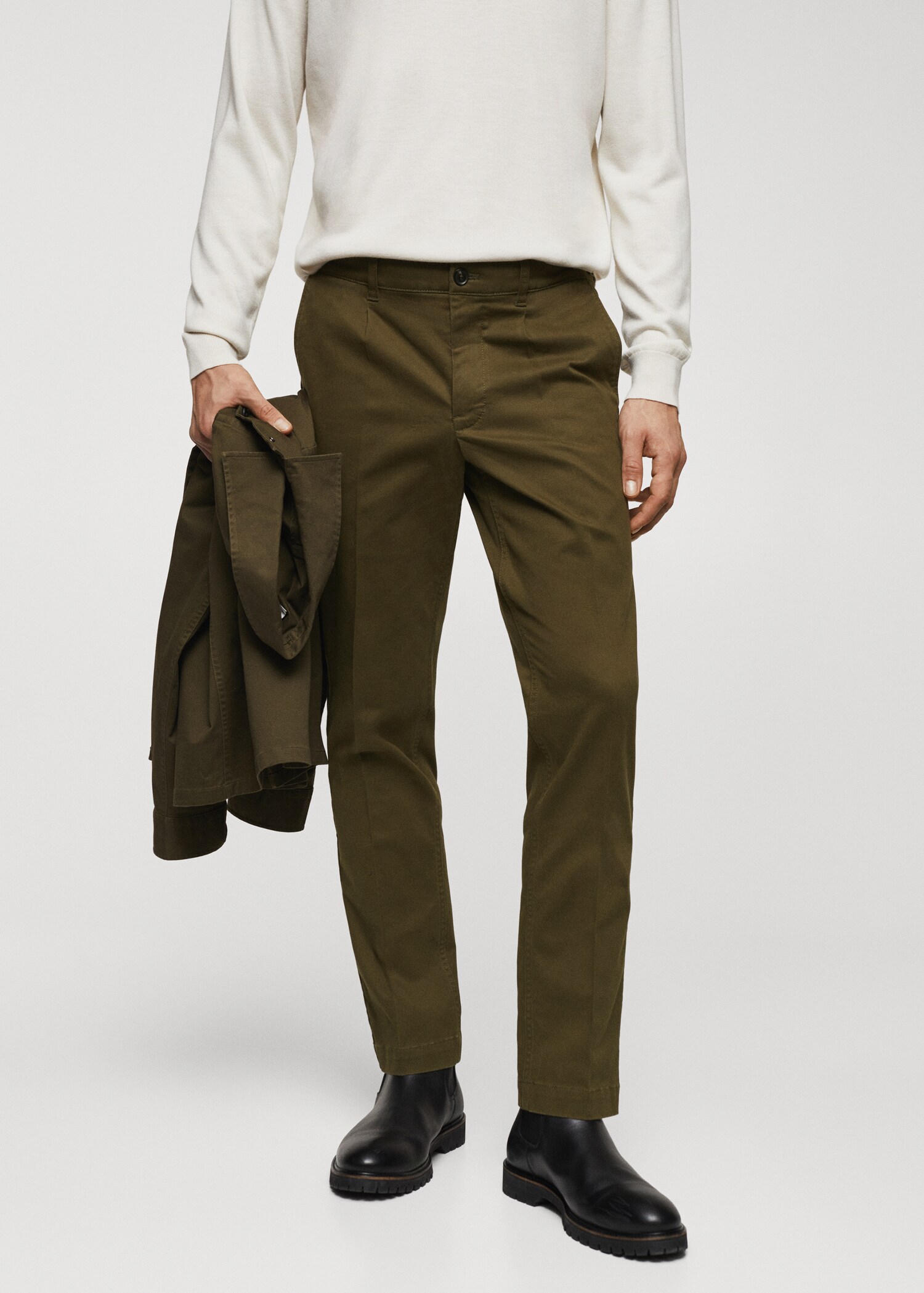 Pantalon chino slim fit pinces - Plan moyen