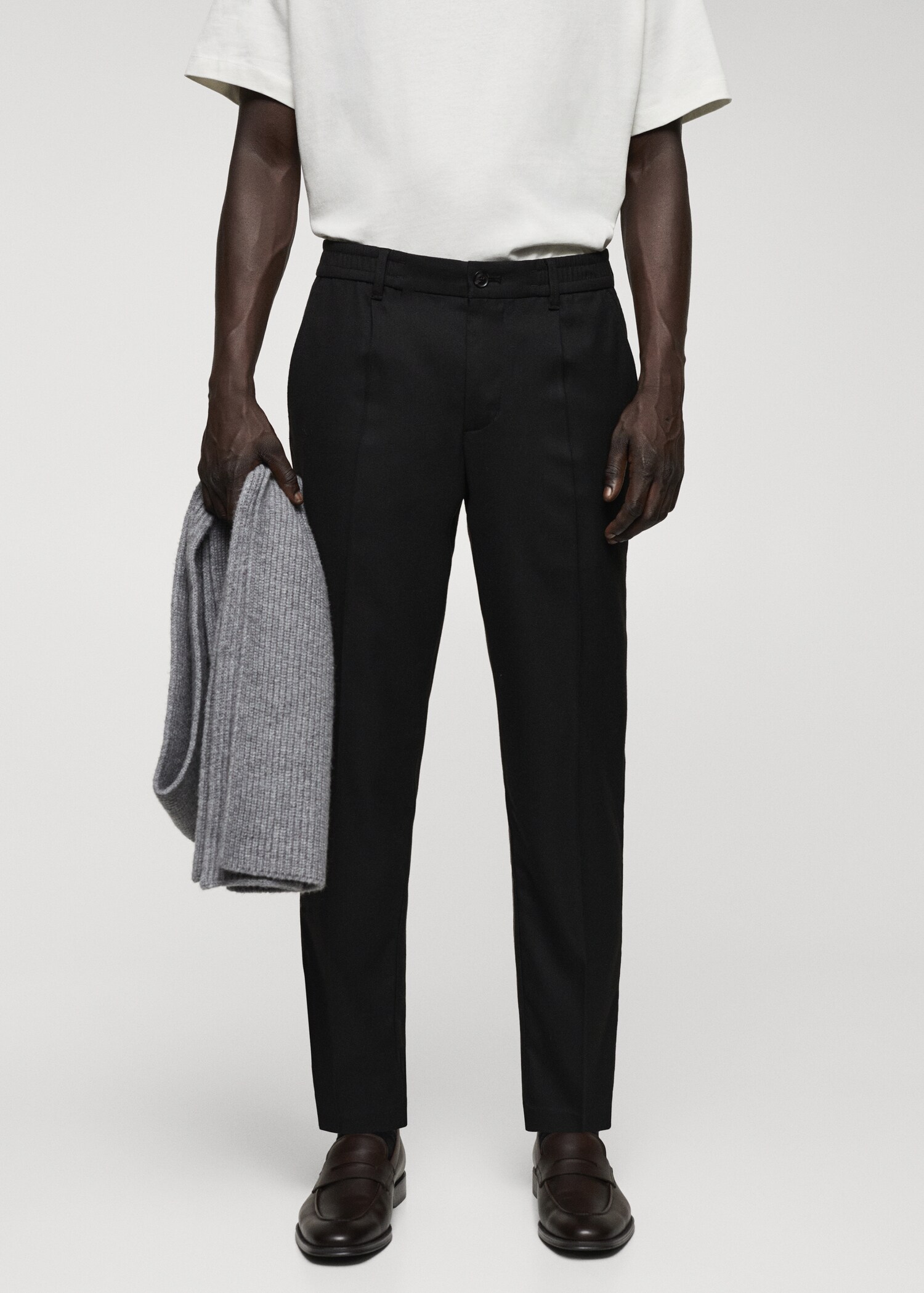 Slim-fit cotton pleated trousers - Medium plane