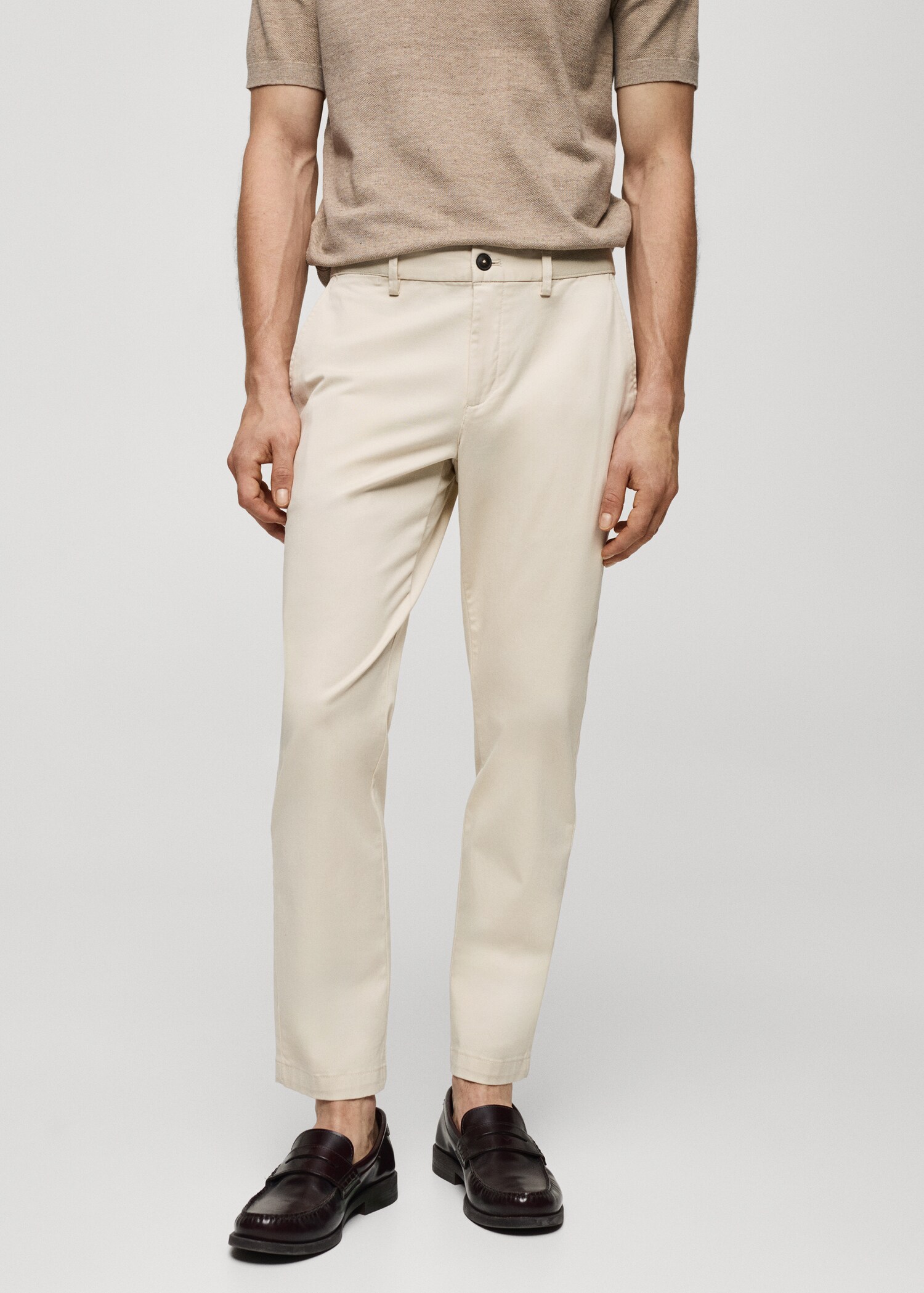 Cotton tapered crop pants - Medium plane