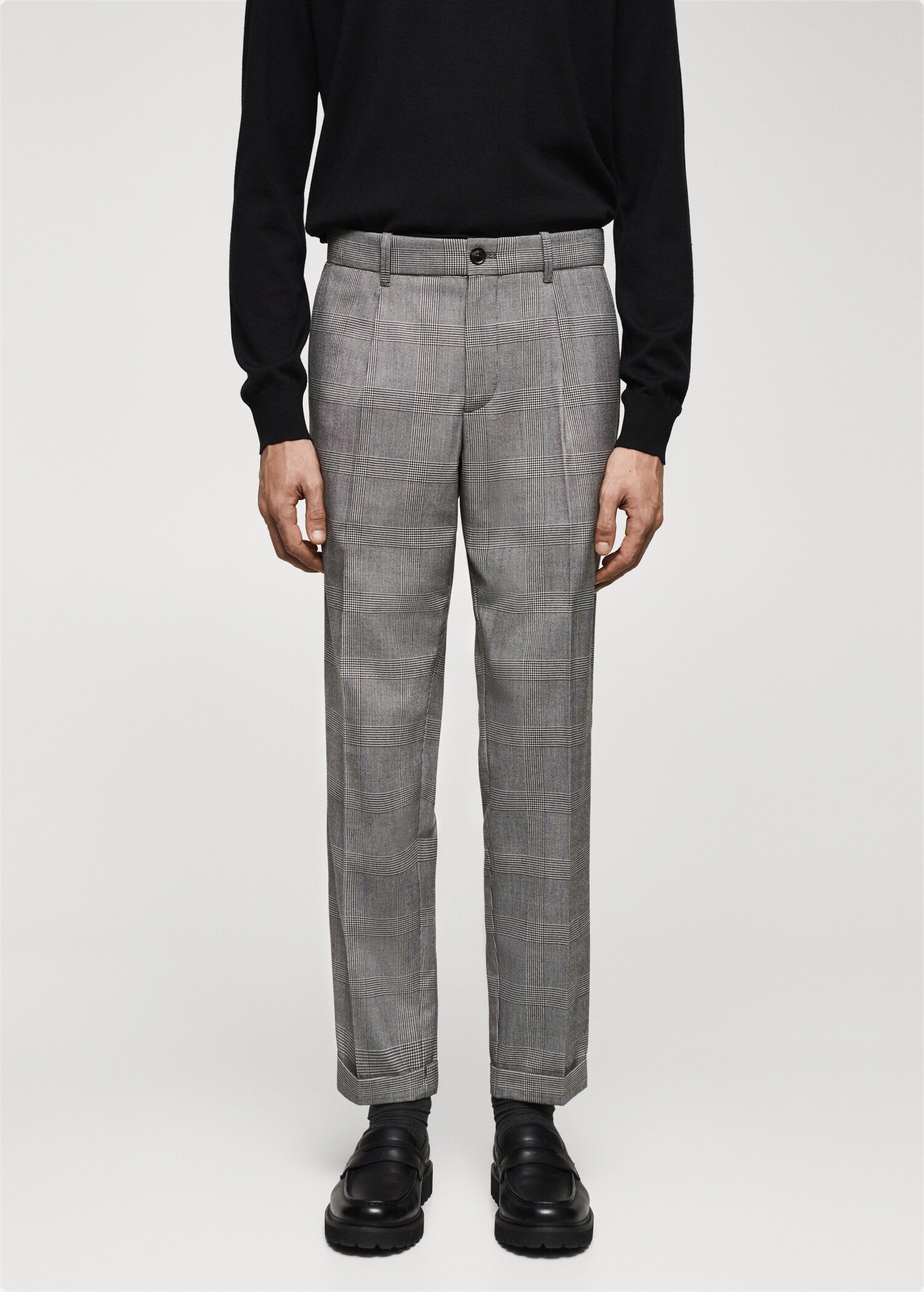Check pleated trousers - Medium plane