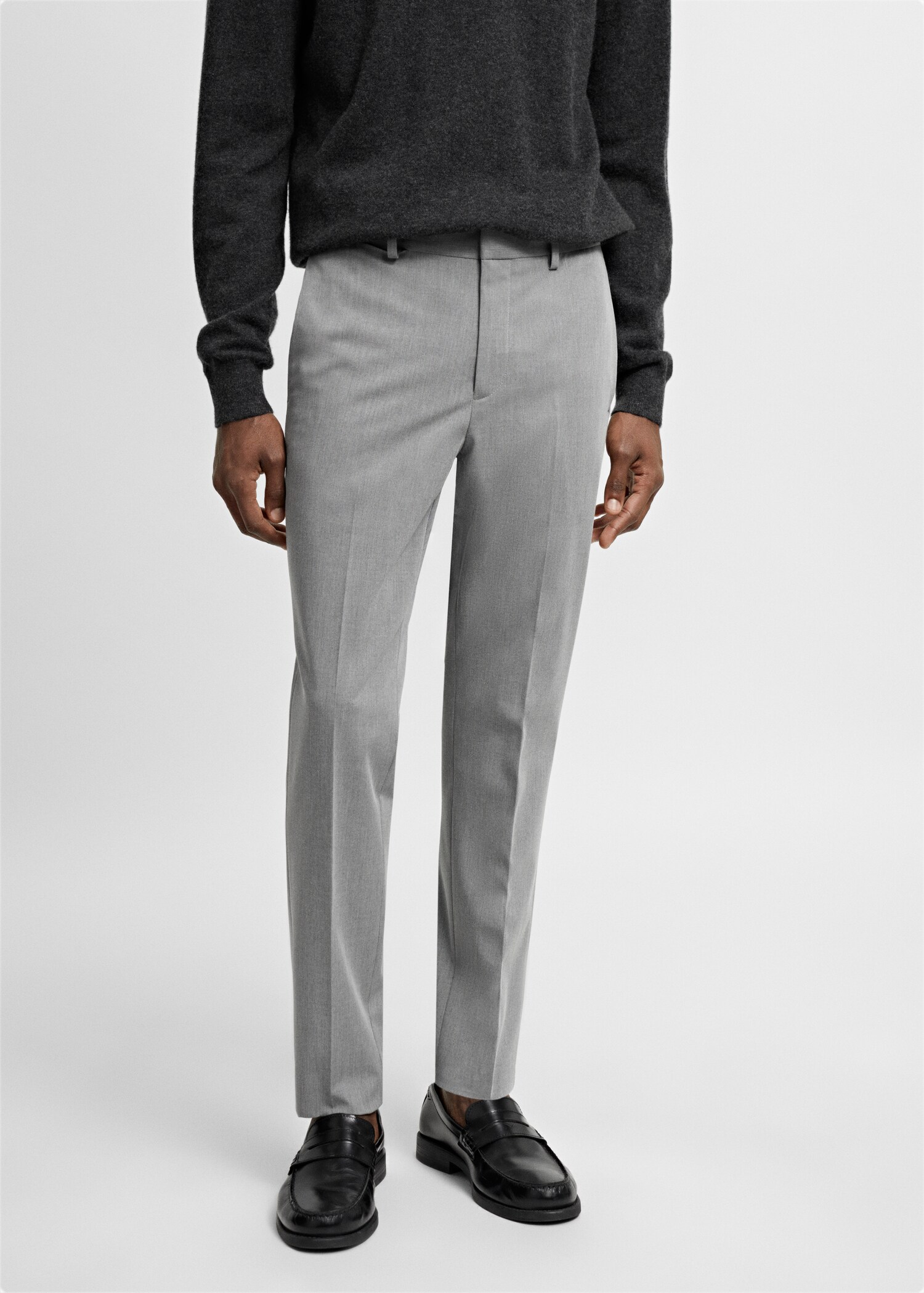 Stretch fabric super slim-fit suit trousers - Medium plane