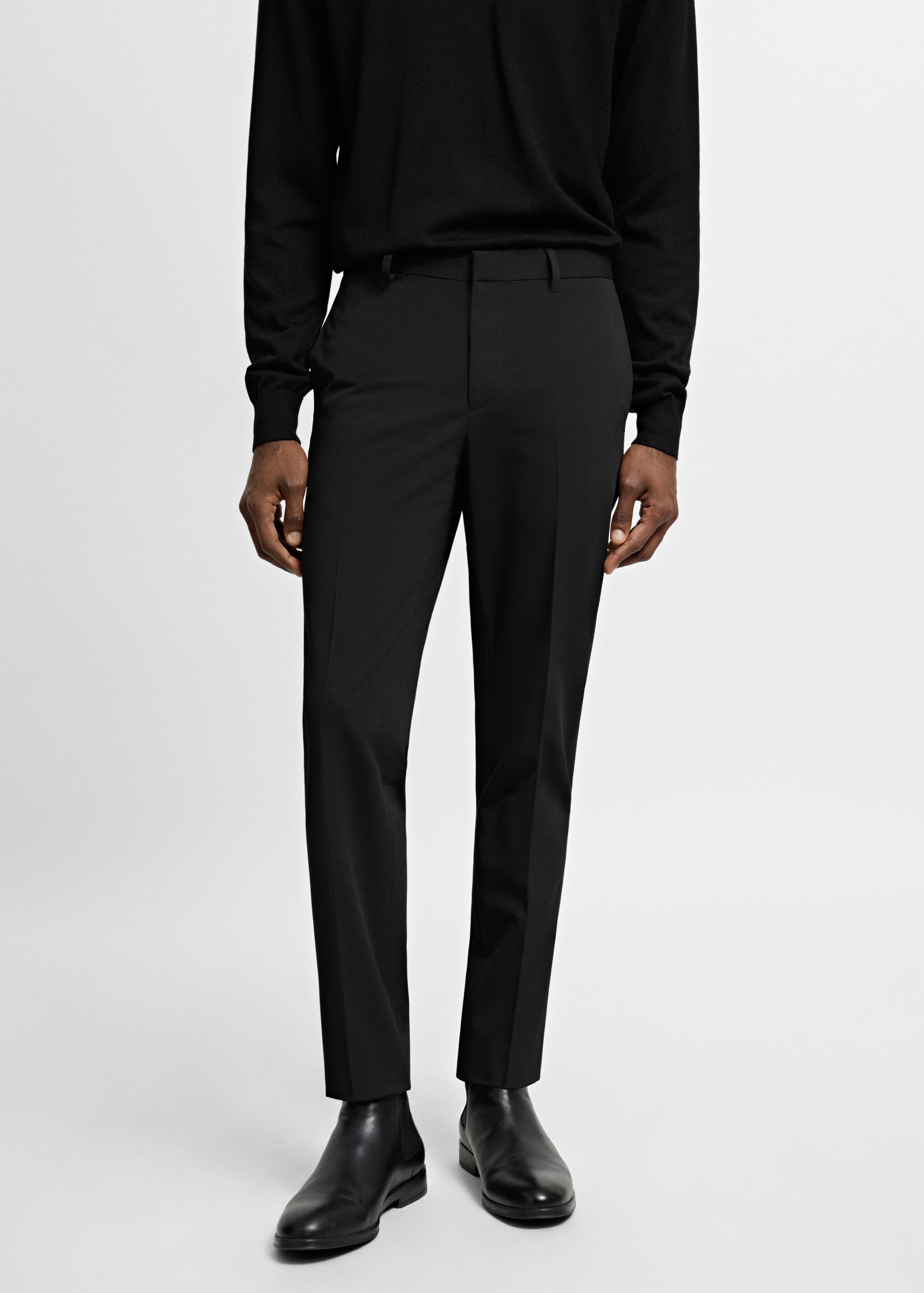 Stretch fabric super slim-fit suit trousers - Medium plane