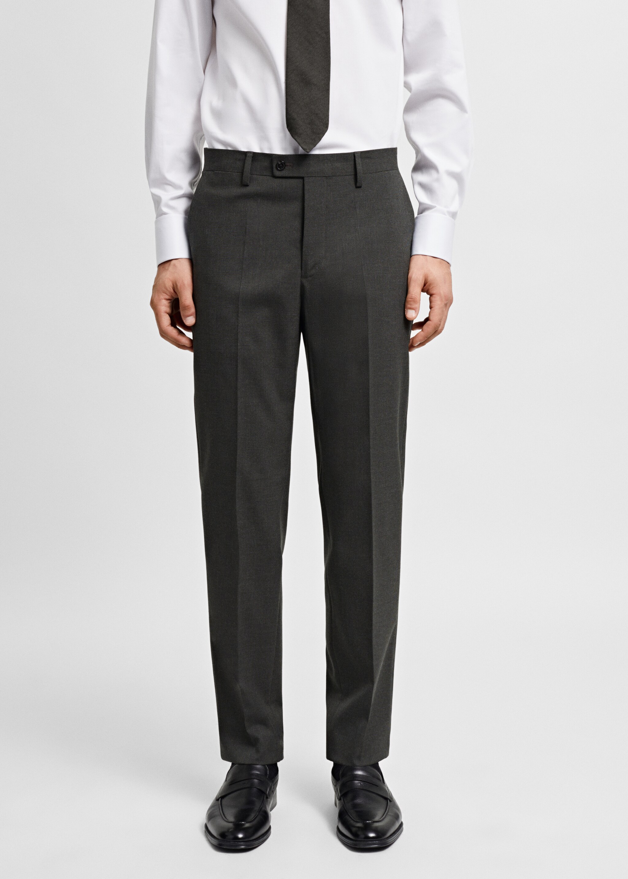 Stretch fabric slim-fit suit trousers - Medium plane