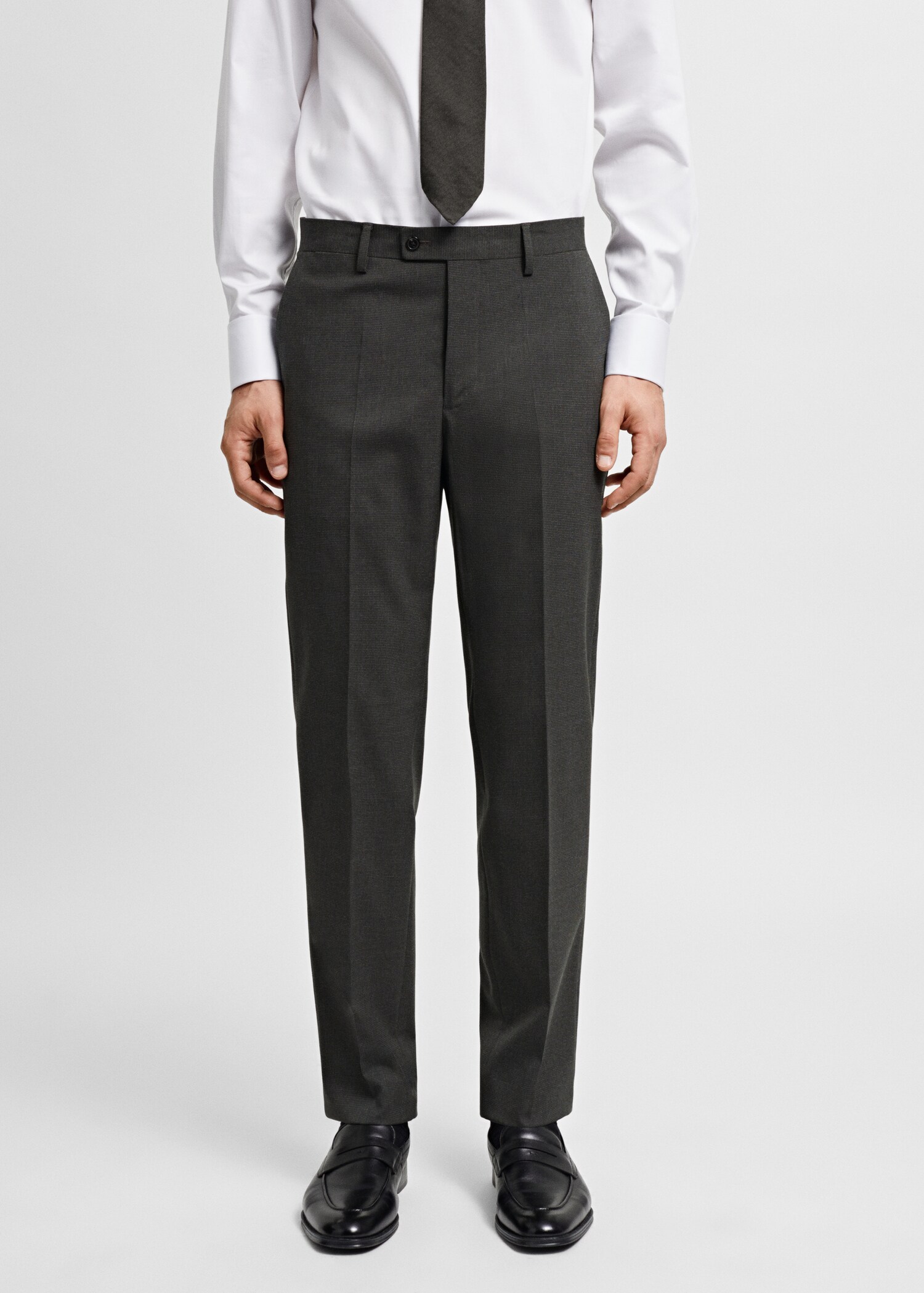 Stretch-fabric slim-fit suit trousers - Medium plane