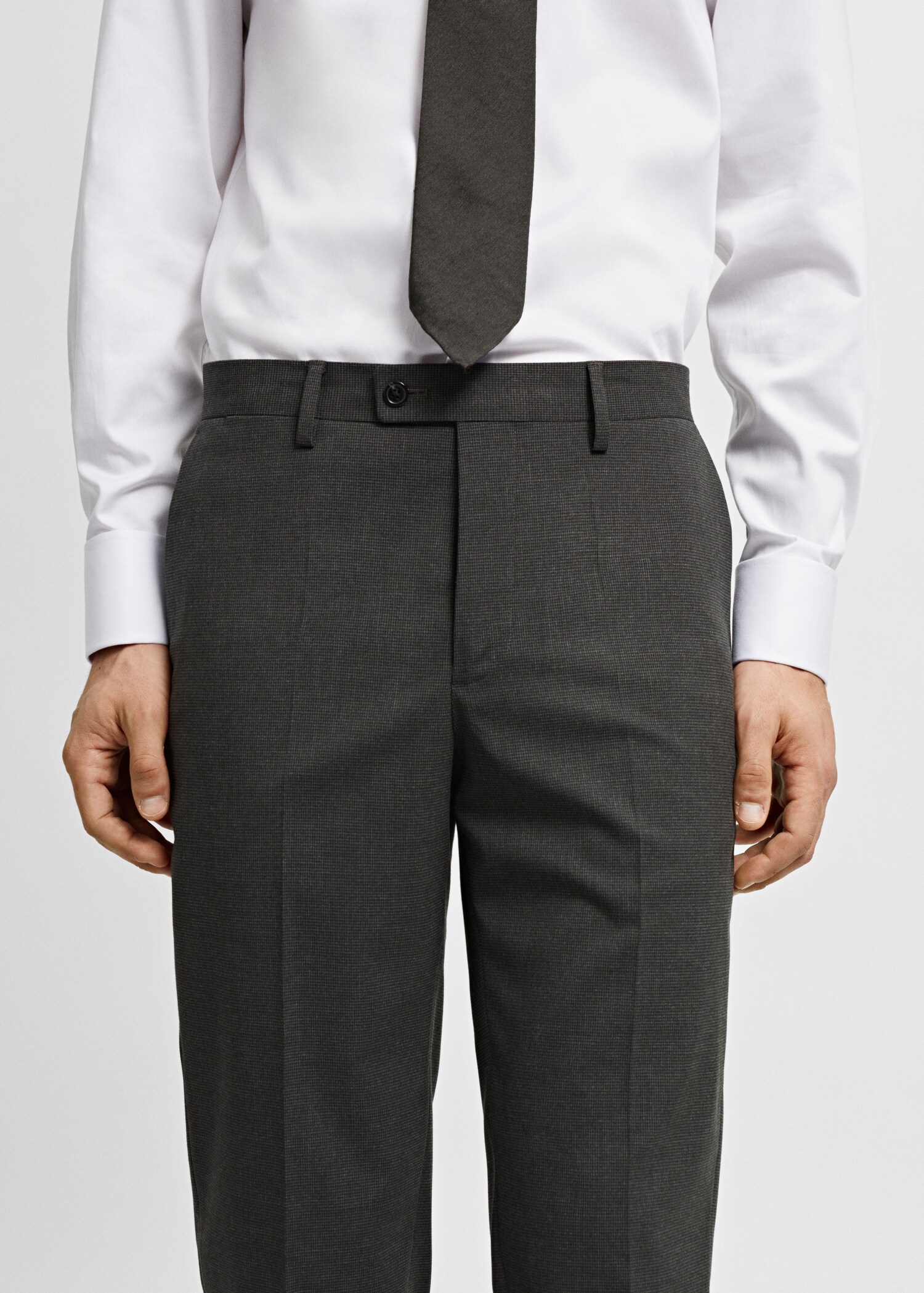 Stretch-fabric slim-fit suit trousers - Details of the article 1