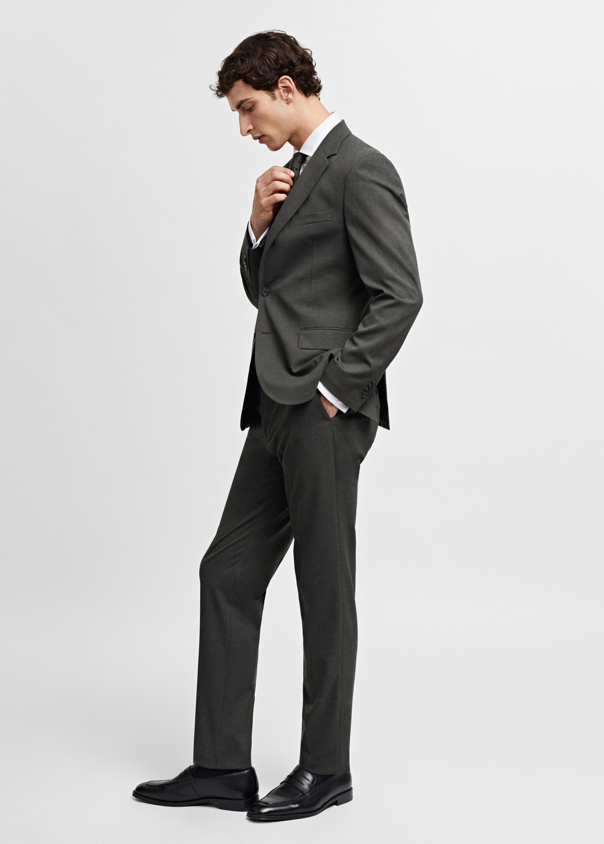 Stretch fabric slim-fit suit trousers - Details of the article 2