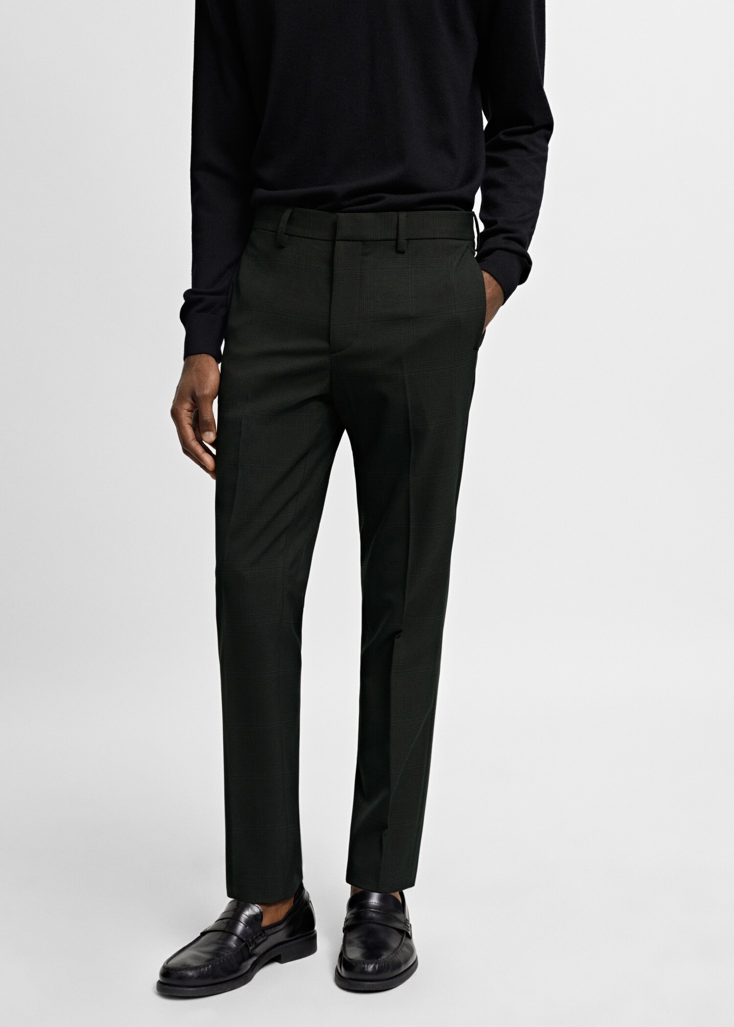 Stretch fabric super slim-fit suit trousers - Medium plane