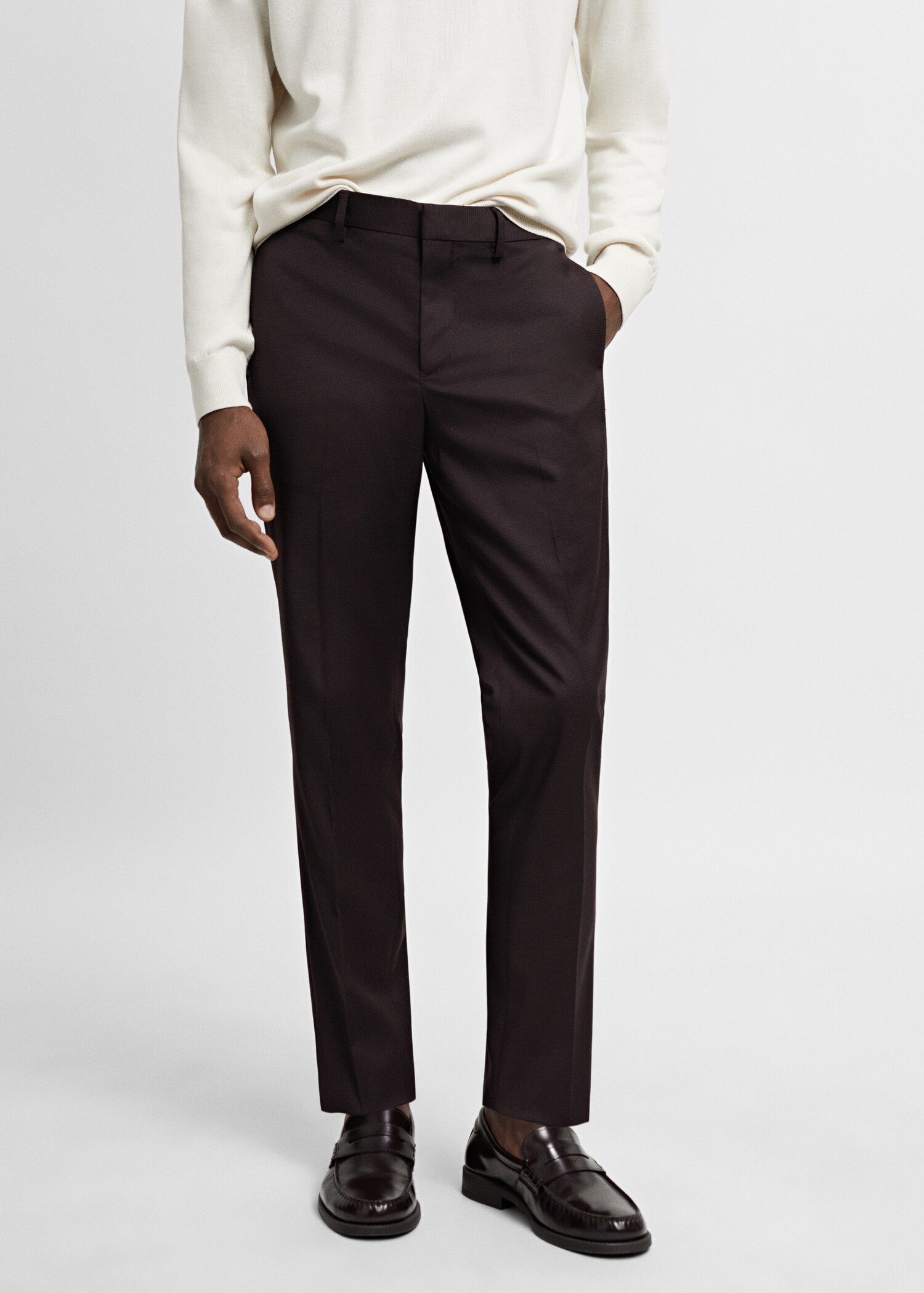 Pantaloni completo super slim-fit tessuto stretch - Piano medio