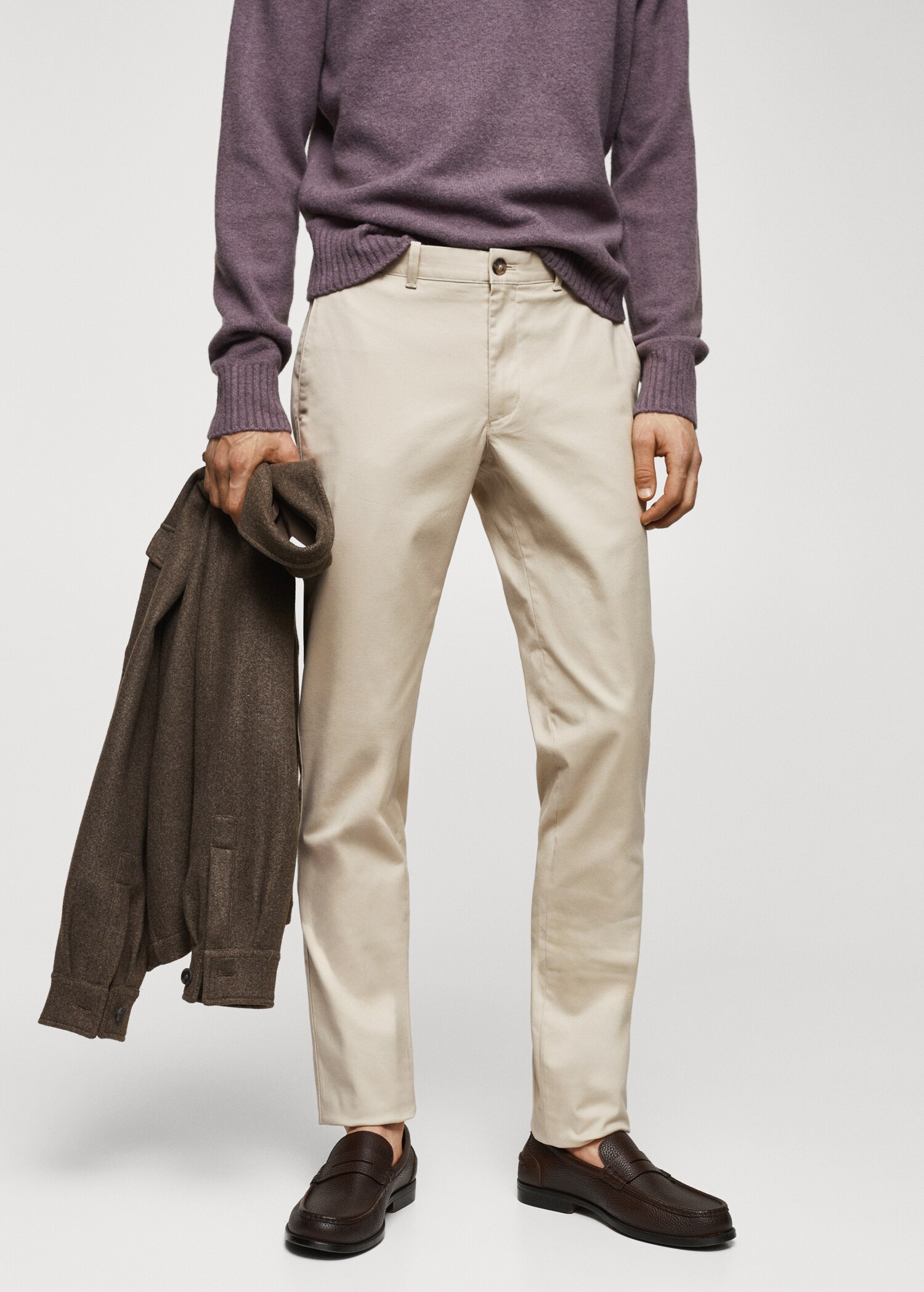 Slim fit serge chino trousers - Medium plane