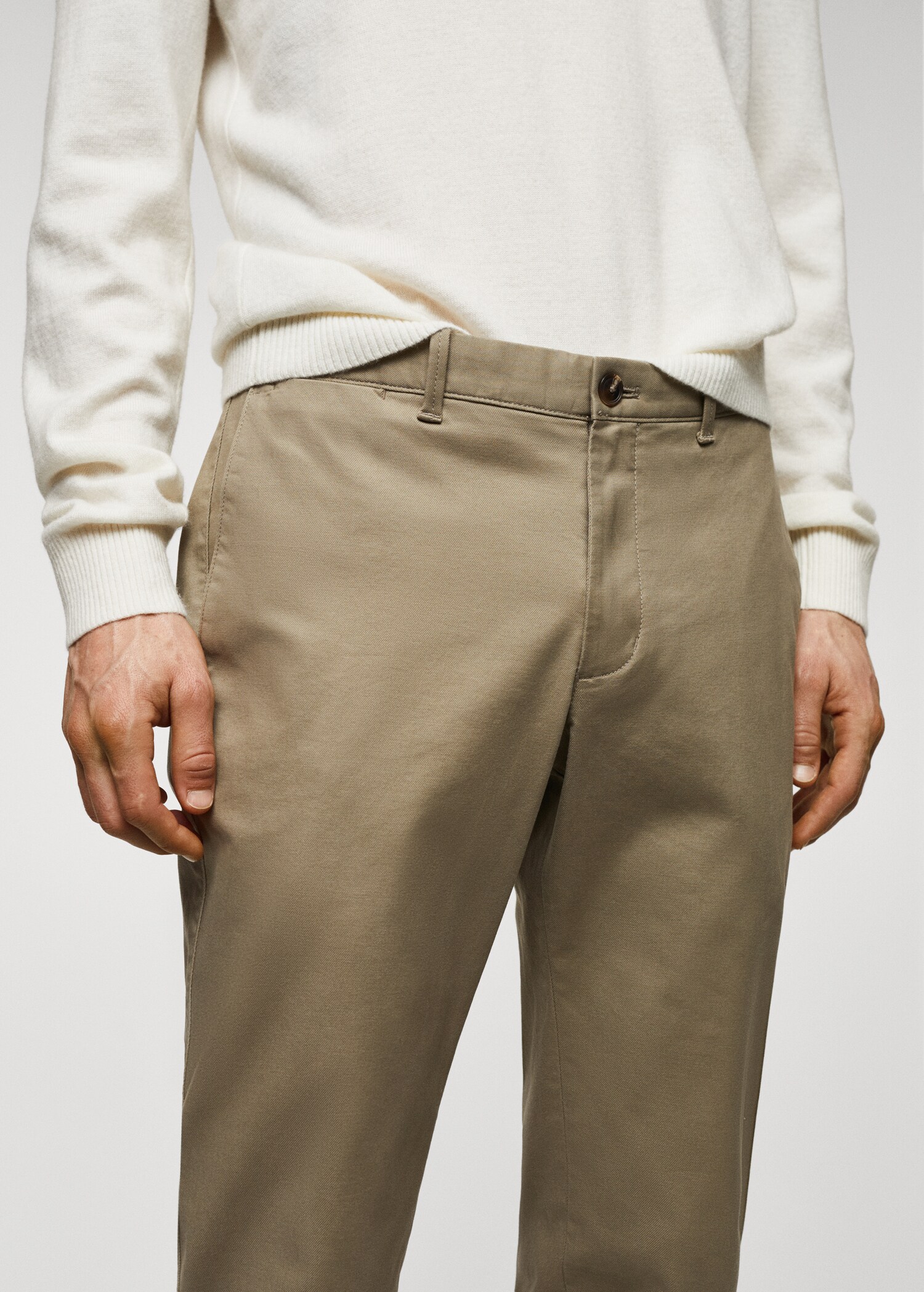 Slim fit serge chino trousers - Details of the article 1