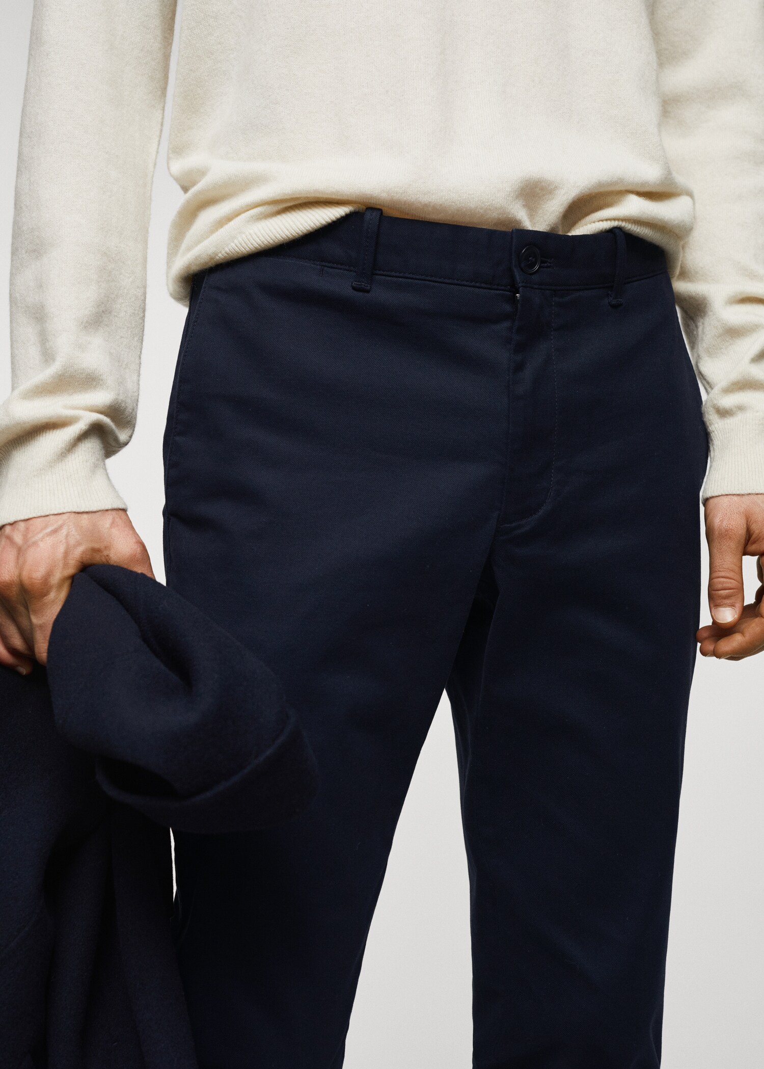 Slim fit serge chino trousers - Details of the article 1