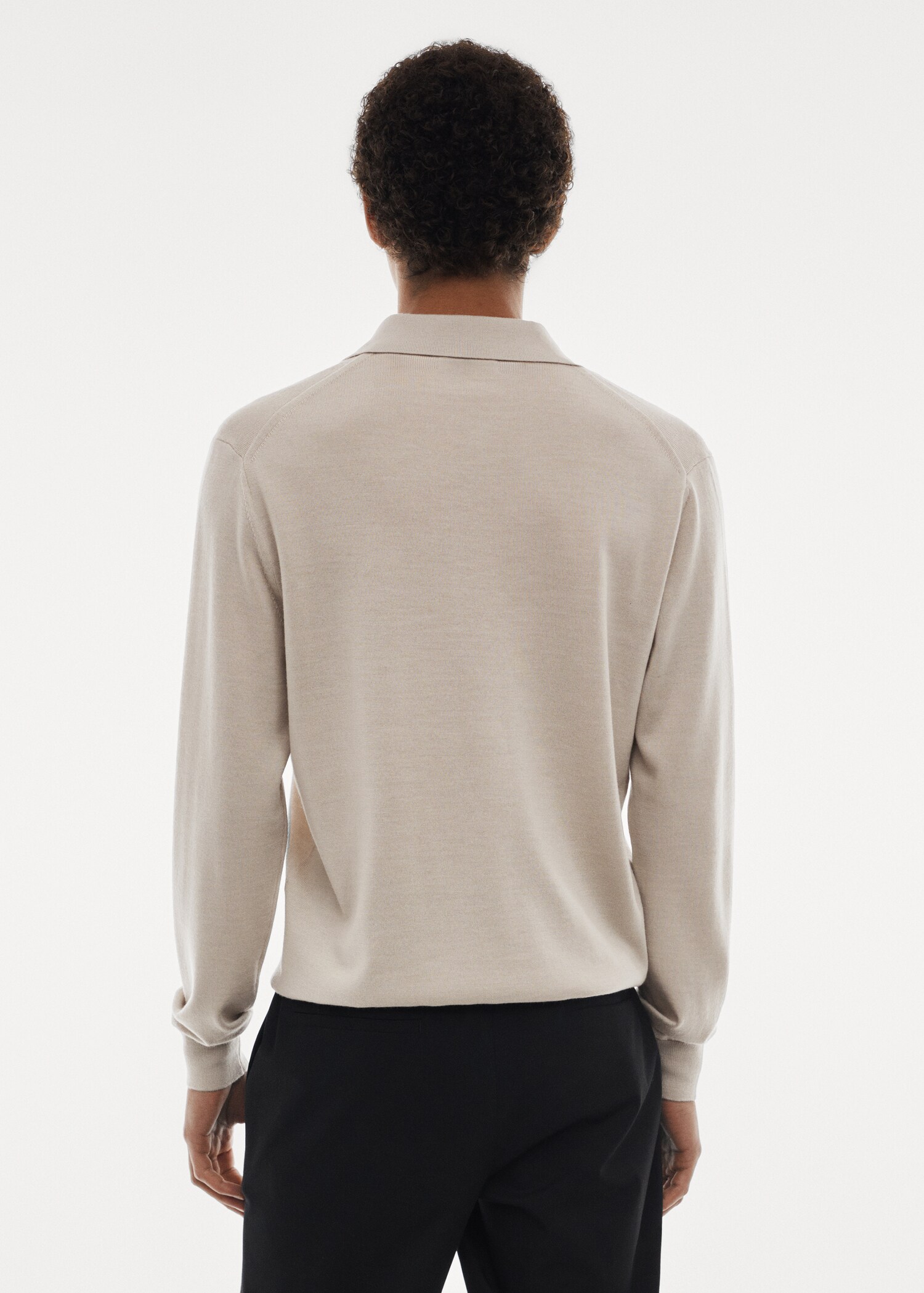 100% merino wool long- sleeved polo shirt - Details of the article 2