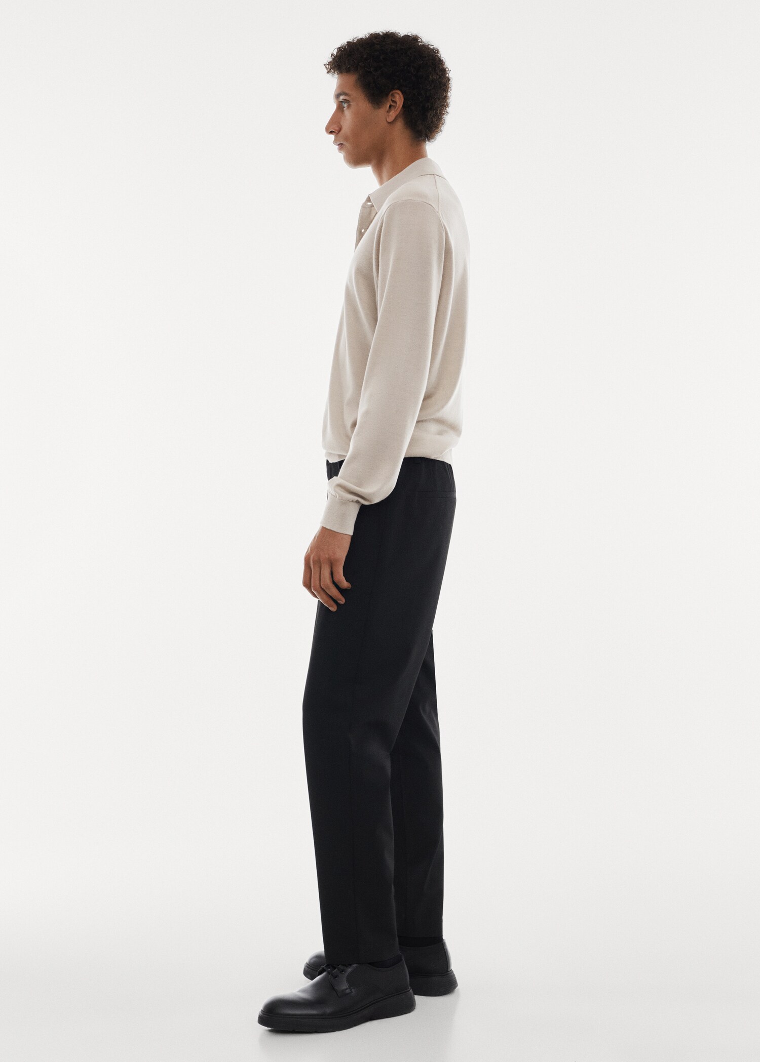 100% merino wool long- sleeved polo shirt - Reverse of the article