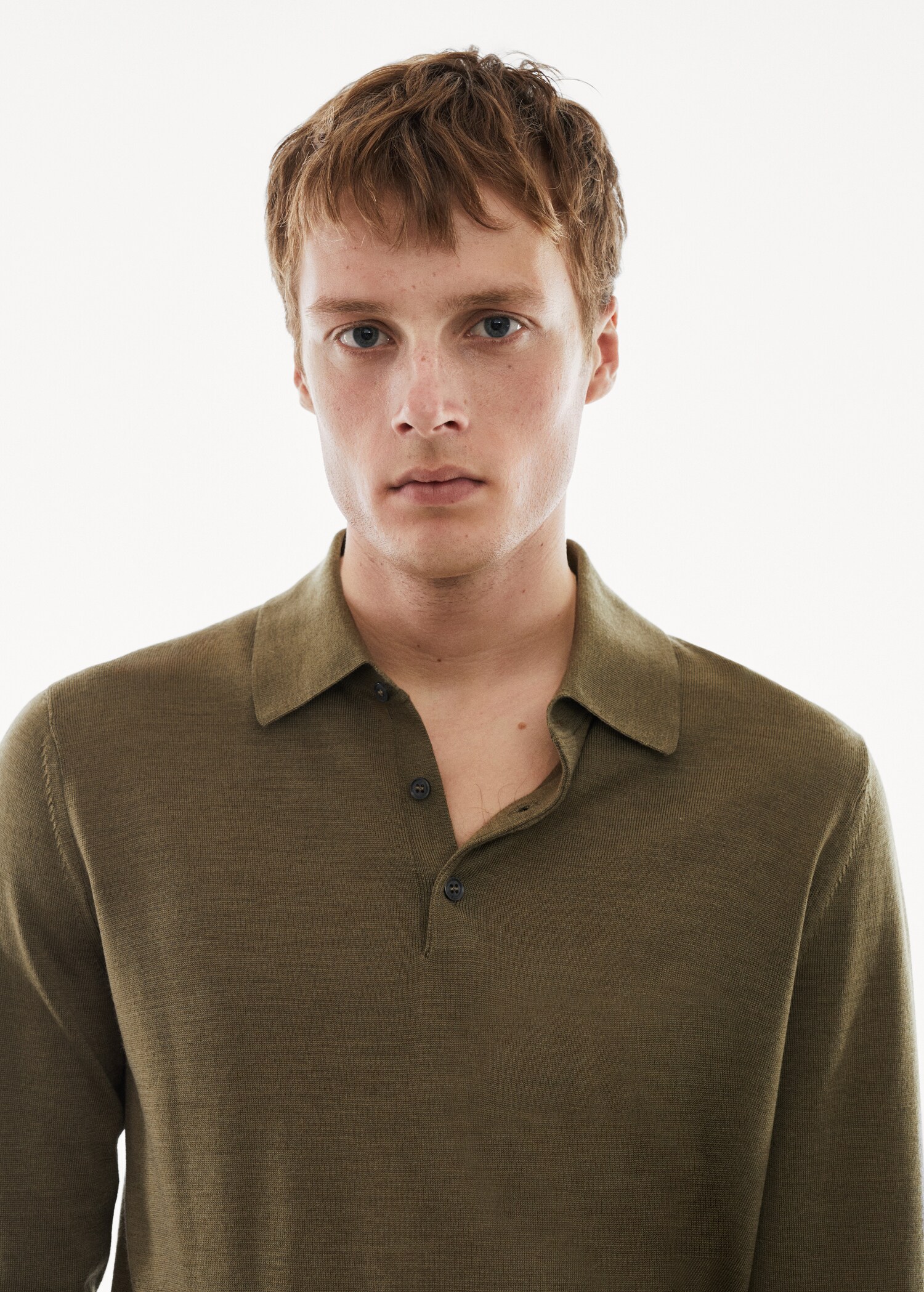 100% merino wool long- sleeved polo shirt - Details of the article 1
