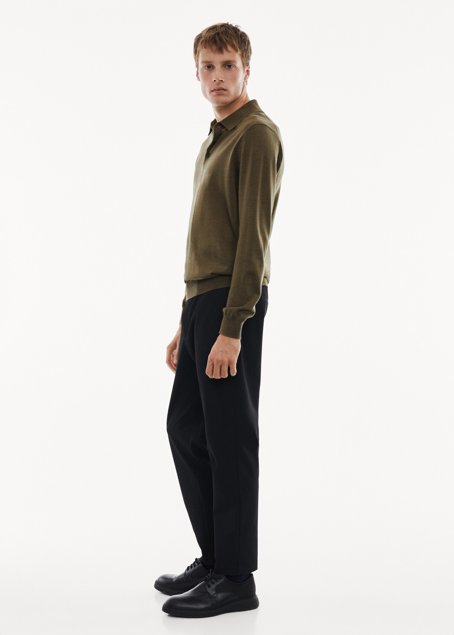100% merino wool long- sleeved polo shirt - Details of the article 2