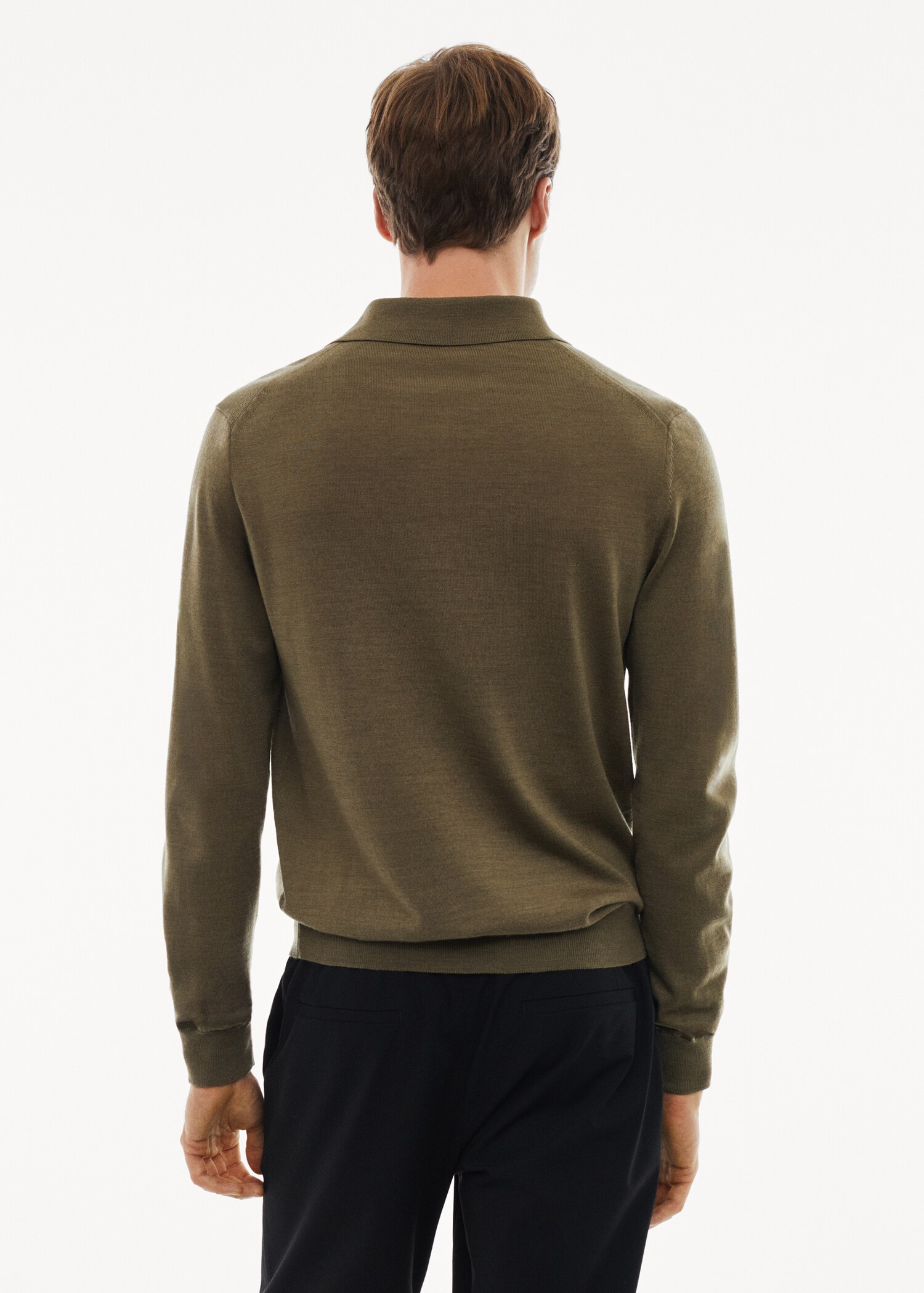 100% merino wool long- sleeved polo shirt - Reverse of the article