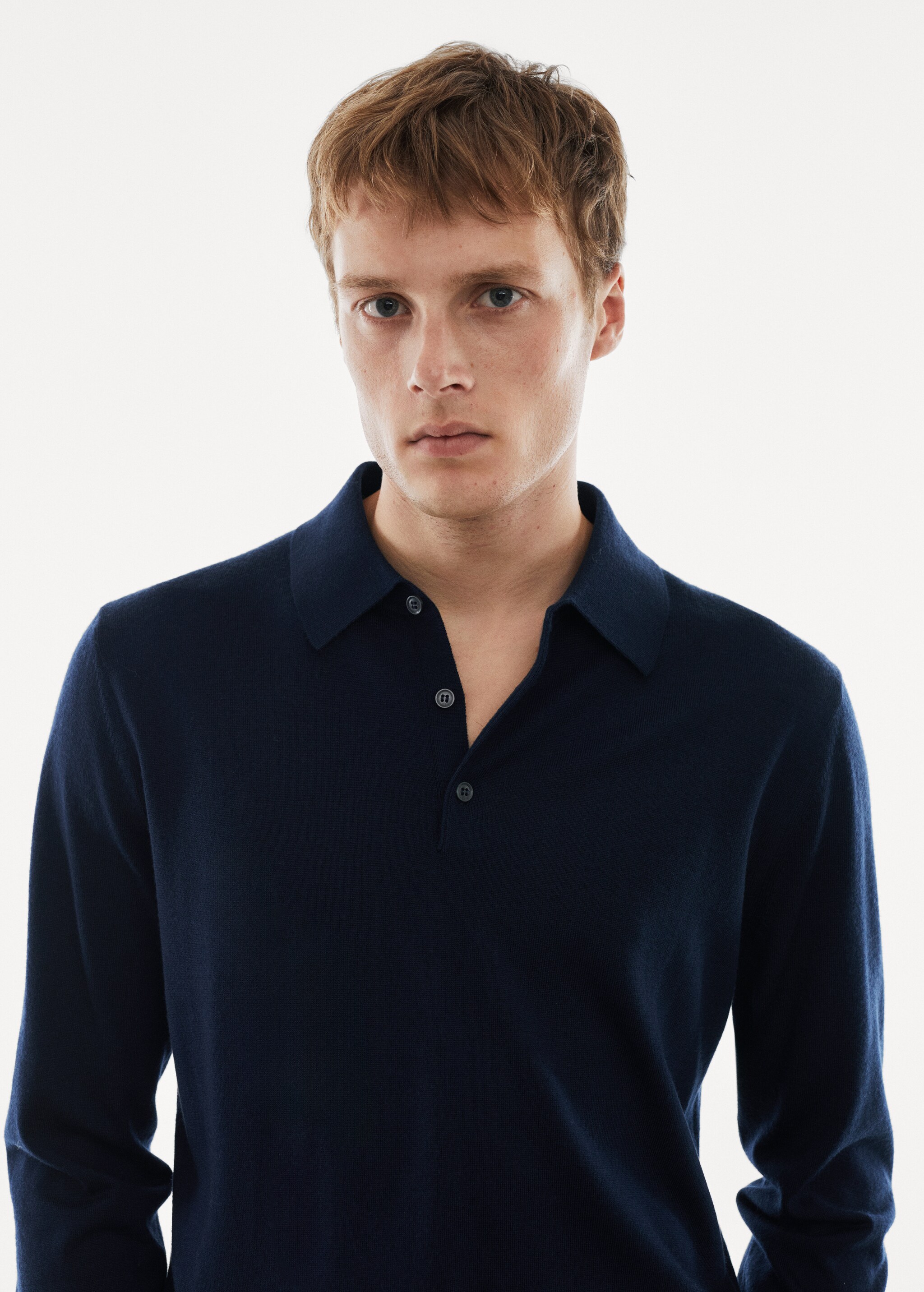 100% merino wool long- sleeved polo shirt - Details of the article 1