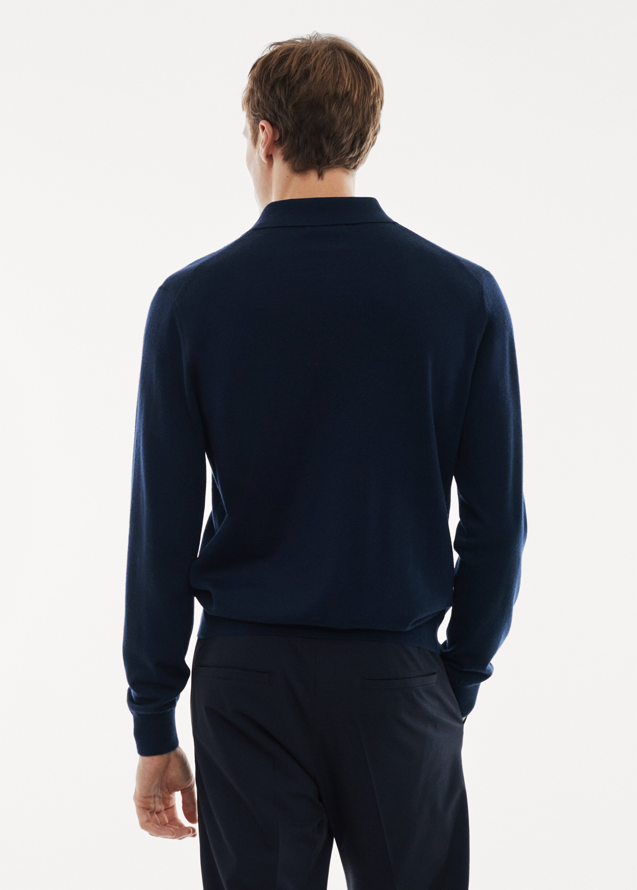 100% merino wool long- sleeved polo shirt - Reverse of the article