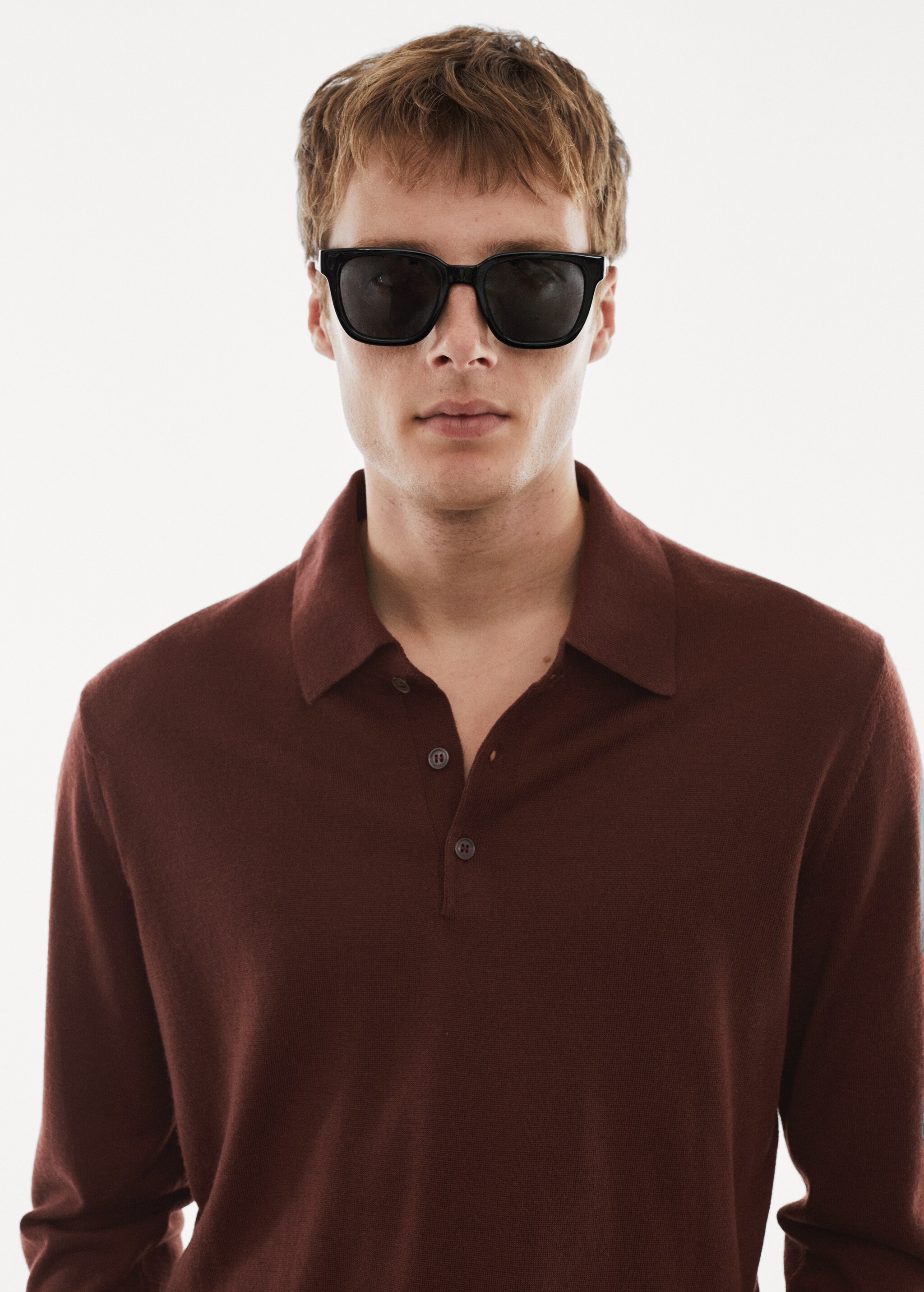 100% merino wool long- sleeved polo shirt - Details of the article 1