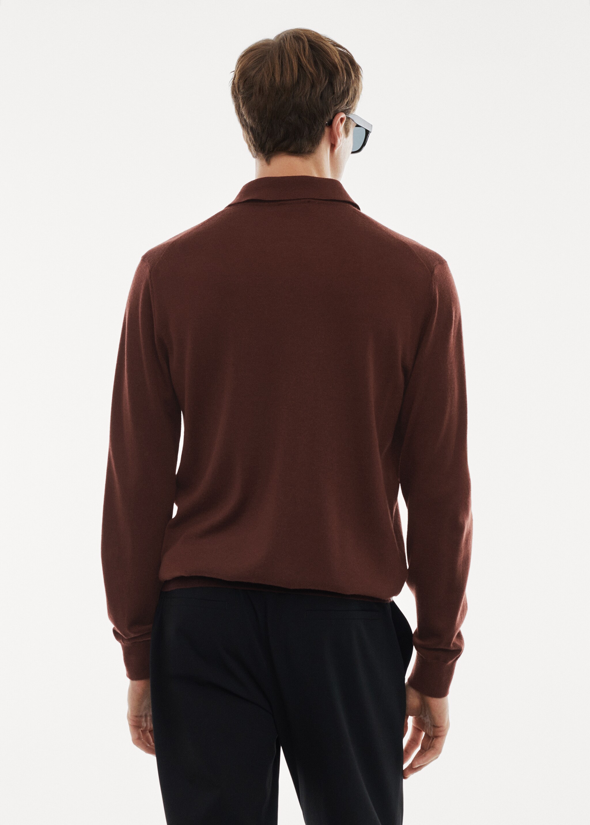 100% merino wool long- sleeved polo shirt - Reverse of the article