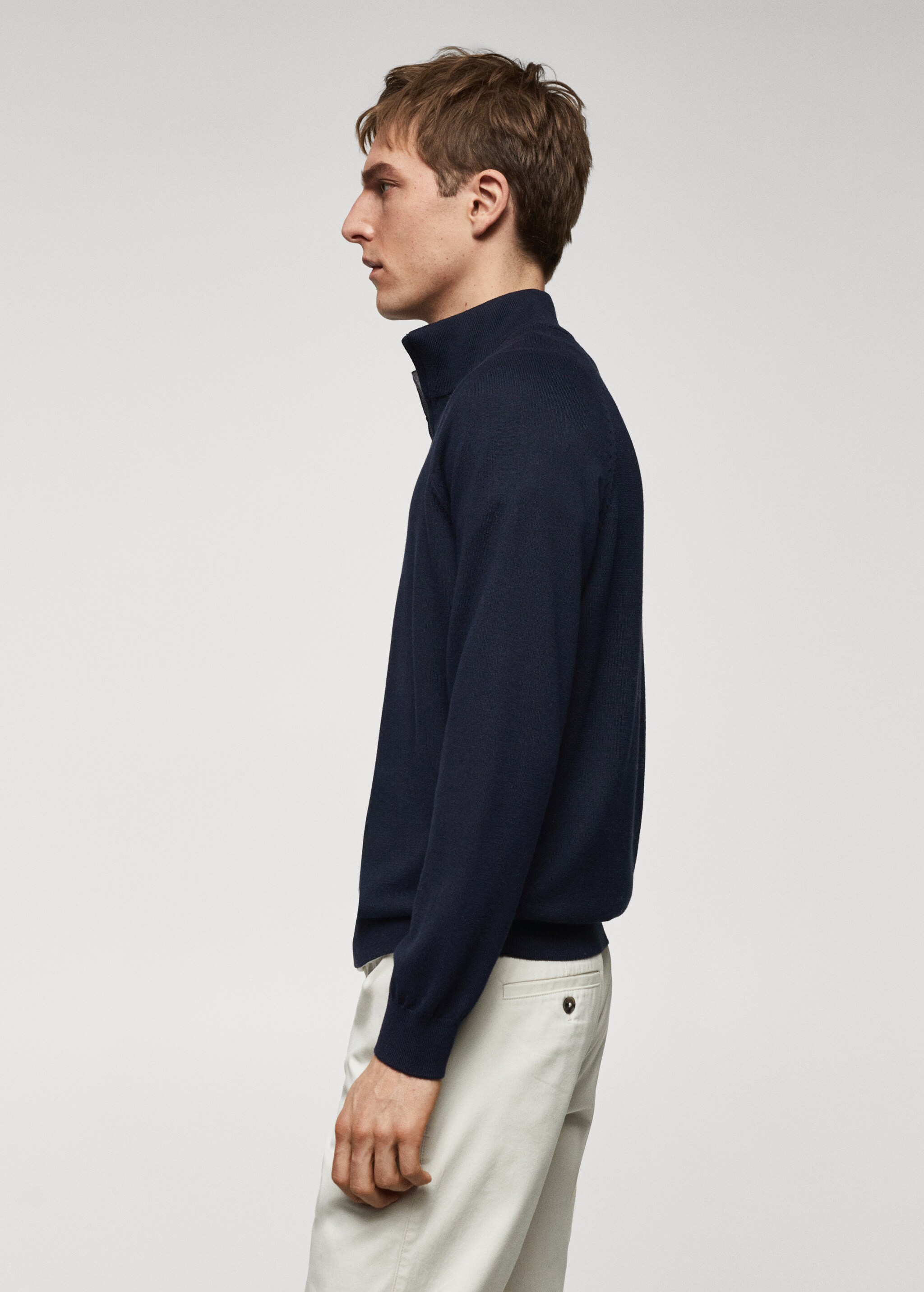 Cotton sweater with neck zip - Details of the article 2