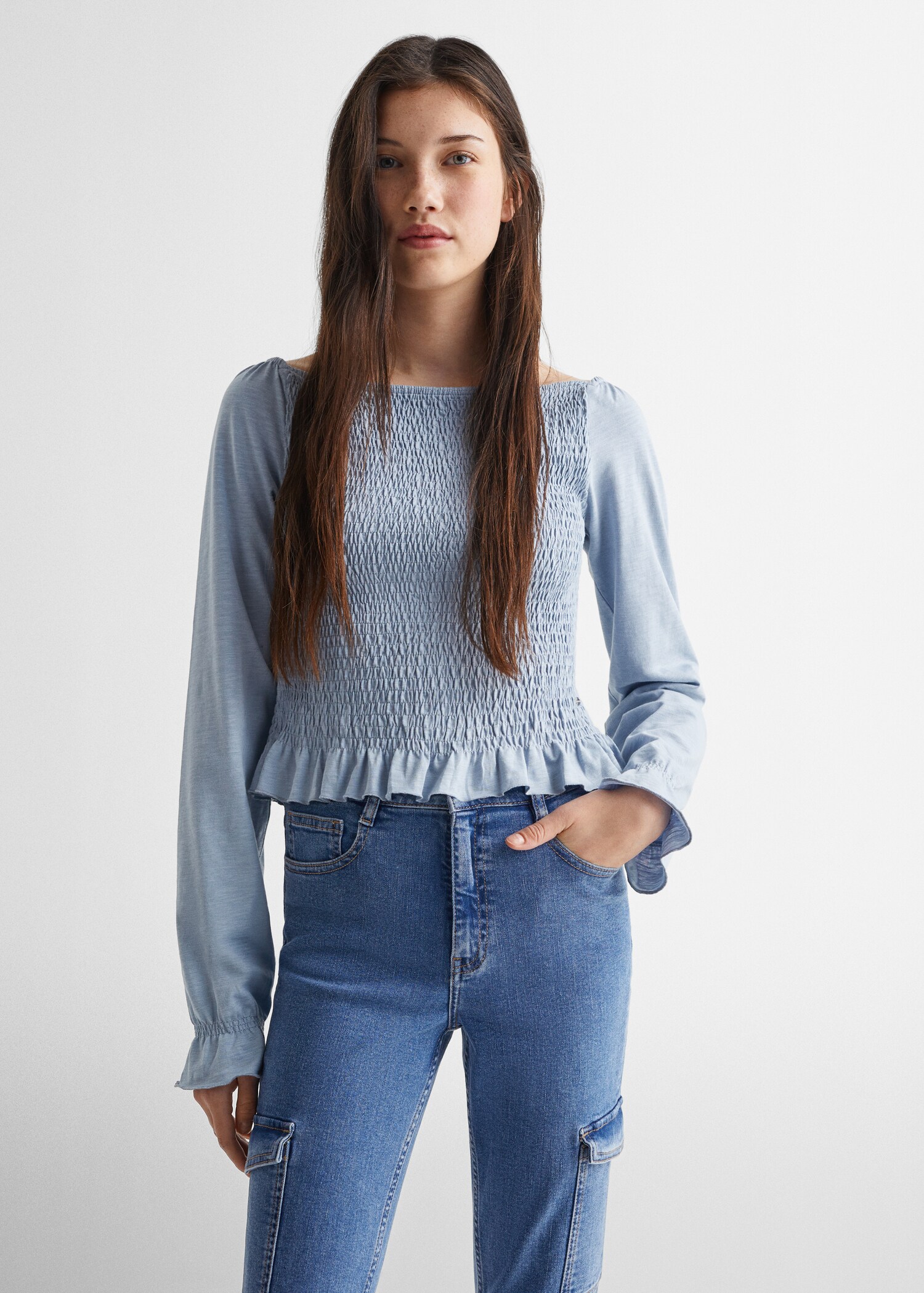 Flared cargo jeans - Medium plane