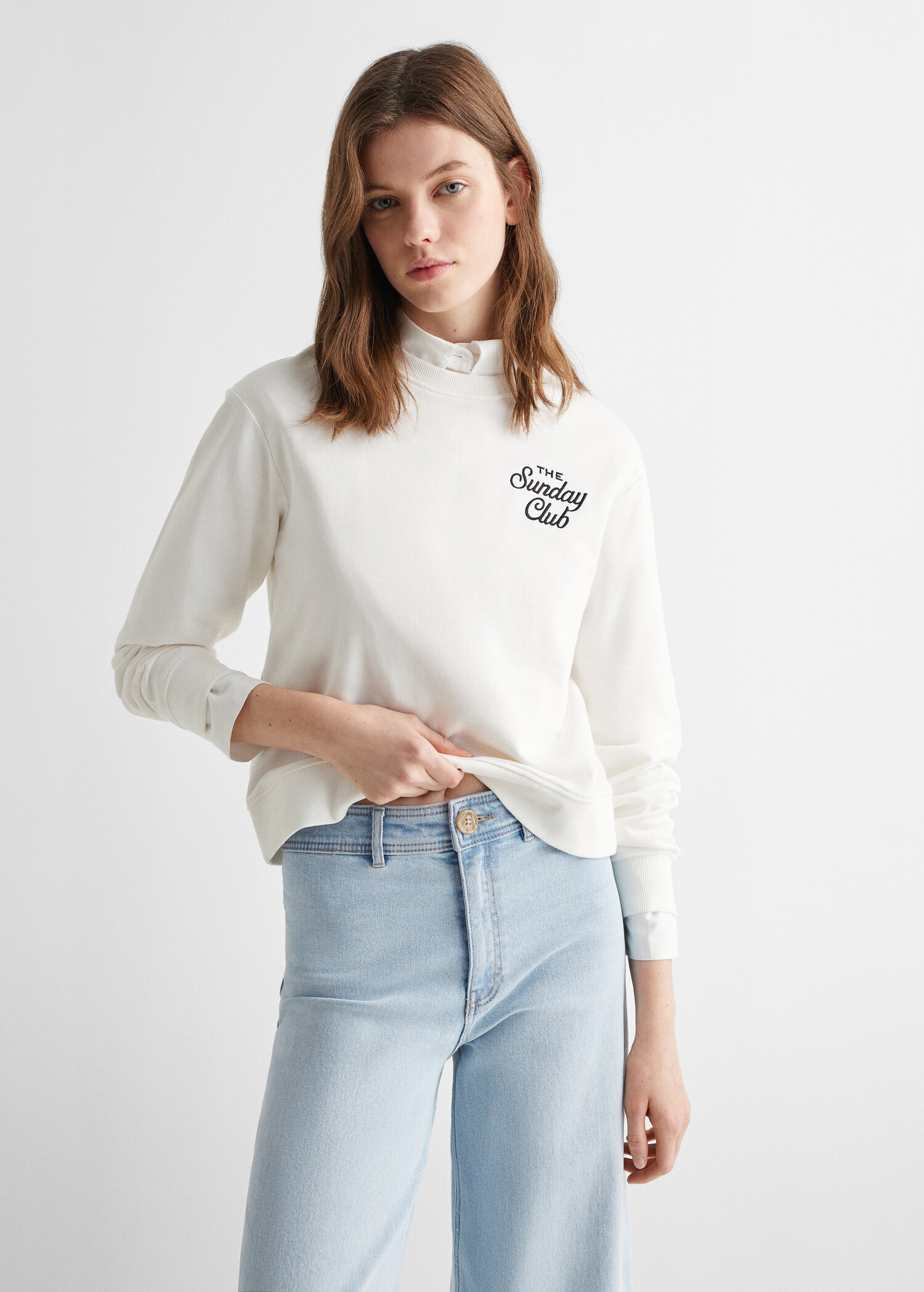 Jupe-culotte jean taille haute - Plan moyen