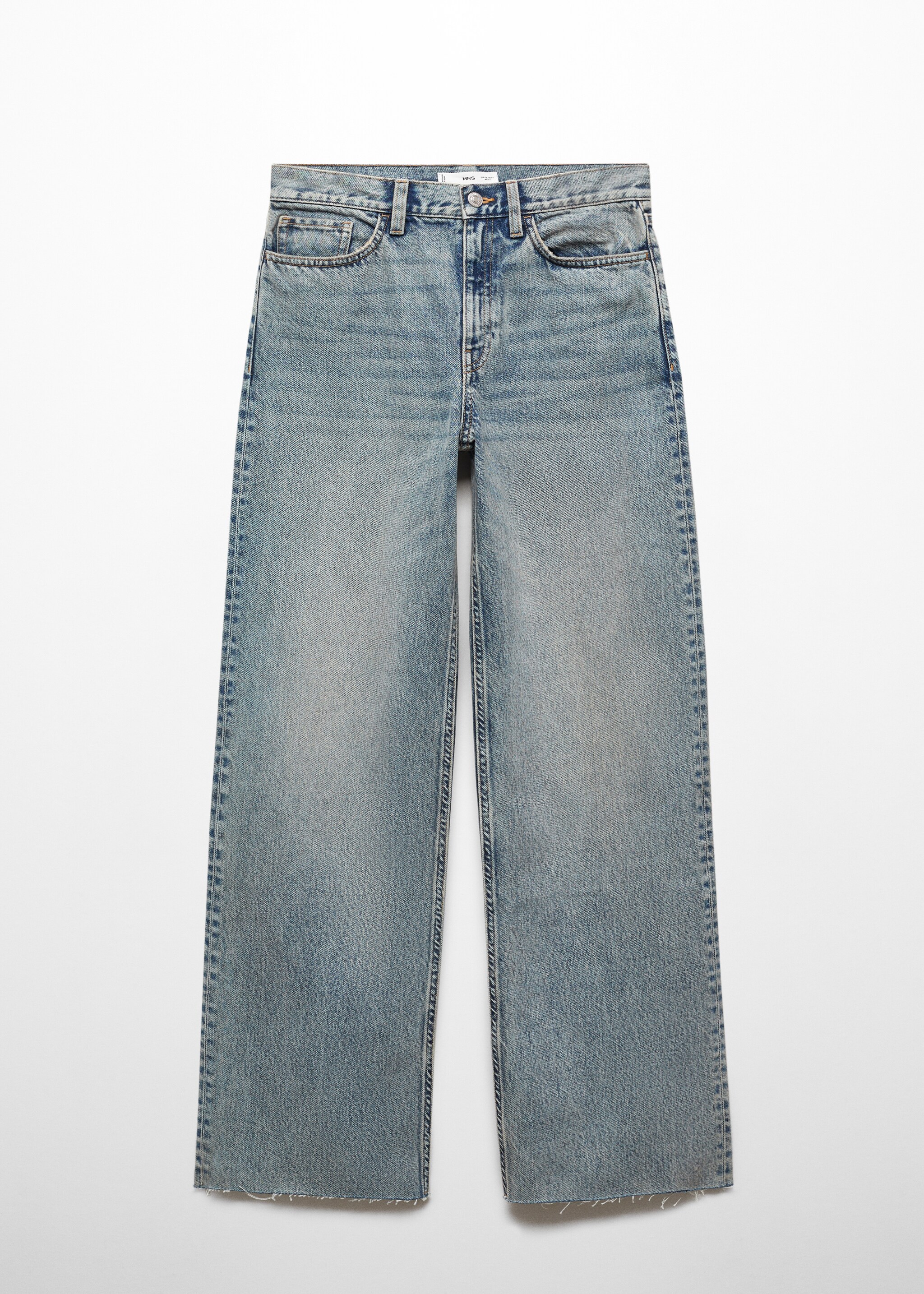 جينز بخصر عالي وأرجل واسعة - منتج دون نموذج