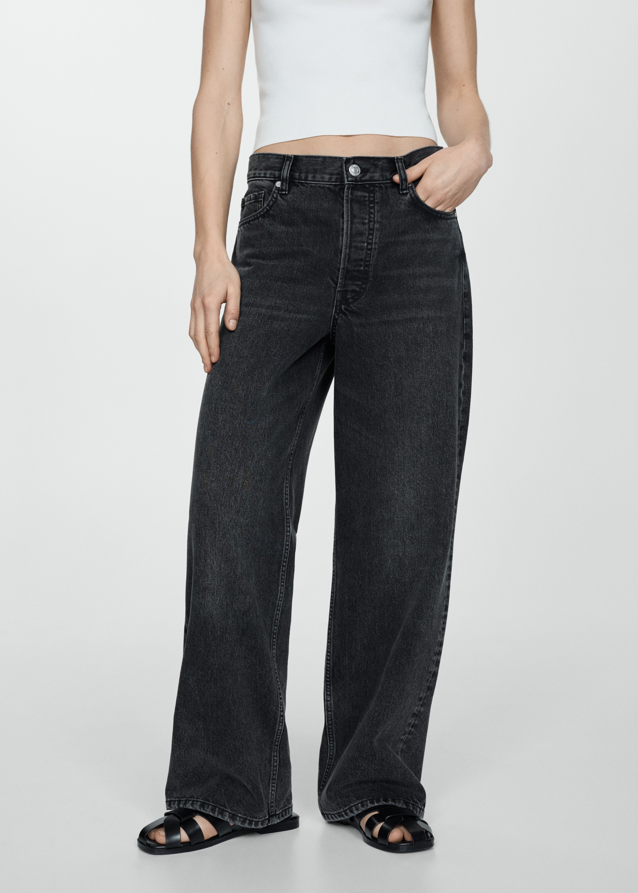 Loose-Wideleg-Jeans mit mittlerer Bundhöhe - Mittlere Ansicht