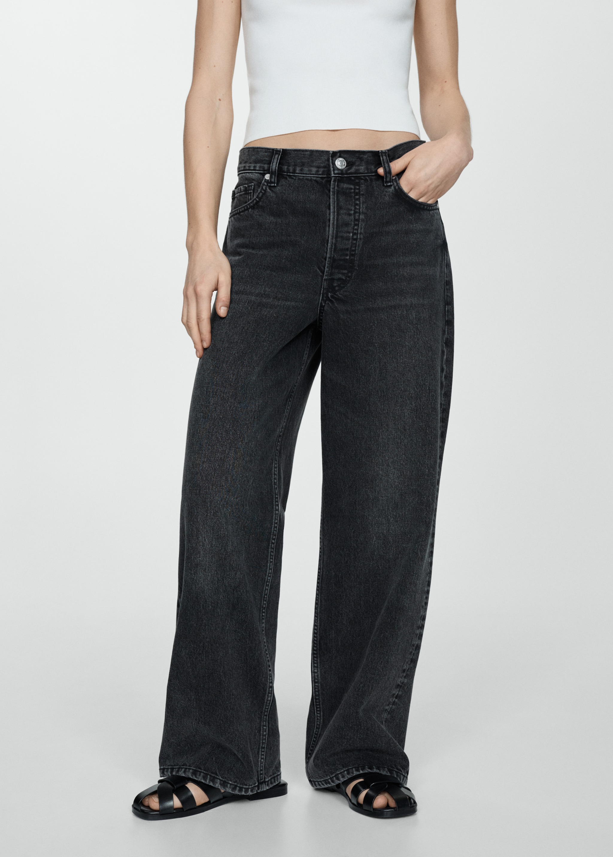 Loose mid-rise wideleg jeans Women MANGO Vietnam